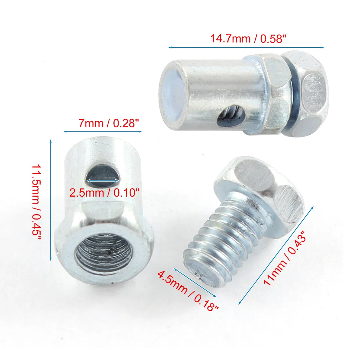 sourcing map Cable De Freno Niple Sin Soldadura 25Pcas Para Motocicleta | 8Mm X 5Mm (L D), 2Mm Diámetro De Tornillo Para Phillips