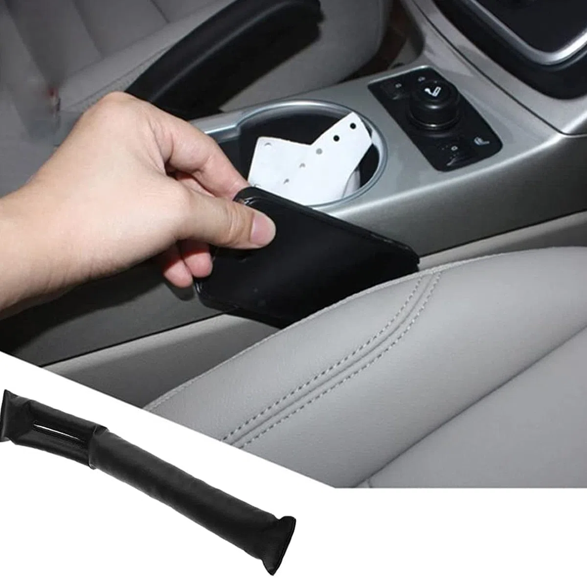 2 Piezas Tapón de Espacio de Asiento de Coche, Tapón de Cuero para Asiento de Automóvil, Adecuado para Cojines de Asientos de Automóvil para Evitar que Pequeños Elementos Caigan en el Espacio(Negro)