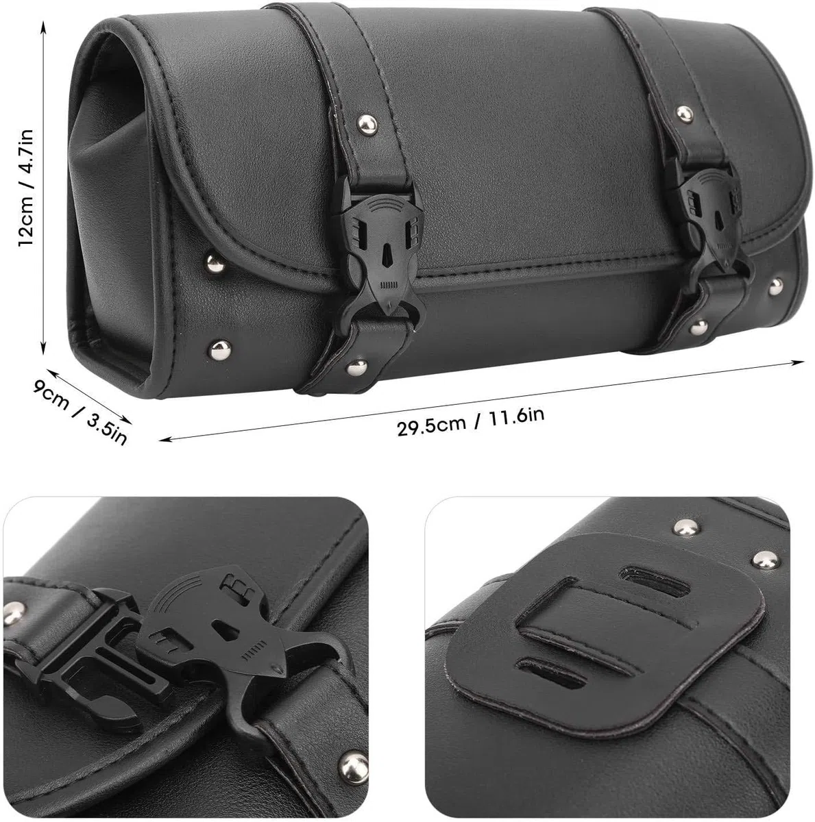 Bolsa universal para sillín de motocicleta, de piel sintética, para manillar de moto, con 2 correas, resistente al agua y al calor