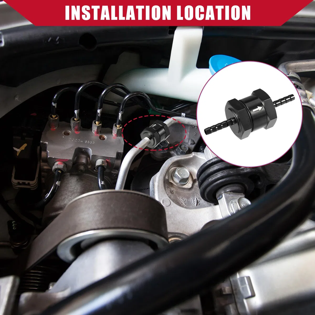 Válvula de Retención de Combustible Unidireccional Interna para Combustible de Automóvil Gasolina Diésel / 0.16" 4mm OD / 2 Unidades Negro