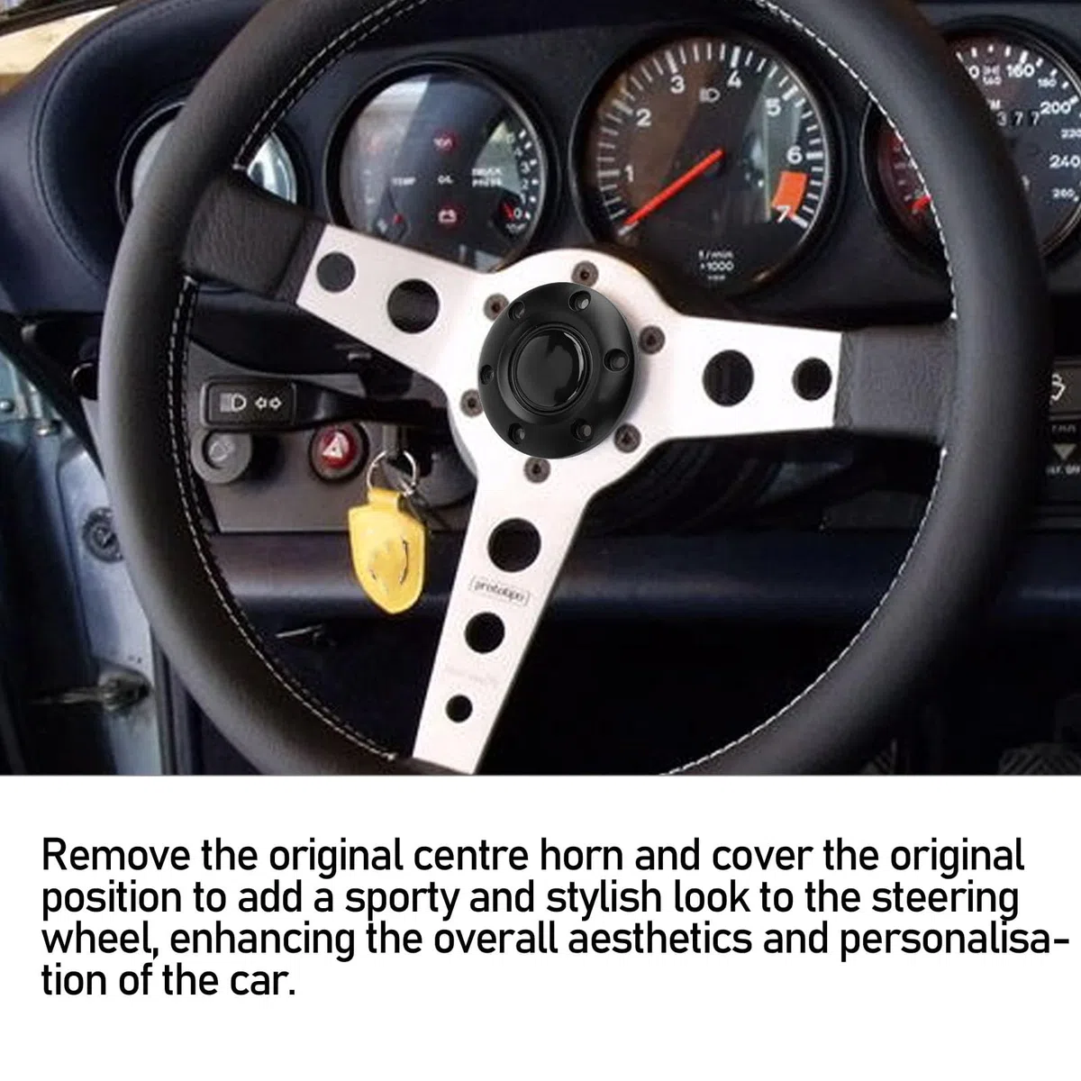 Tapón Central para Volante Cubre Bocina Compatible con Volantes de 6 Orificios Diseño Elegante y Moderno para Mejorar el Interior del Automóvil Fácil Instalación sin Herramientas