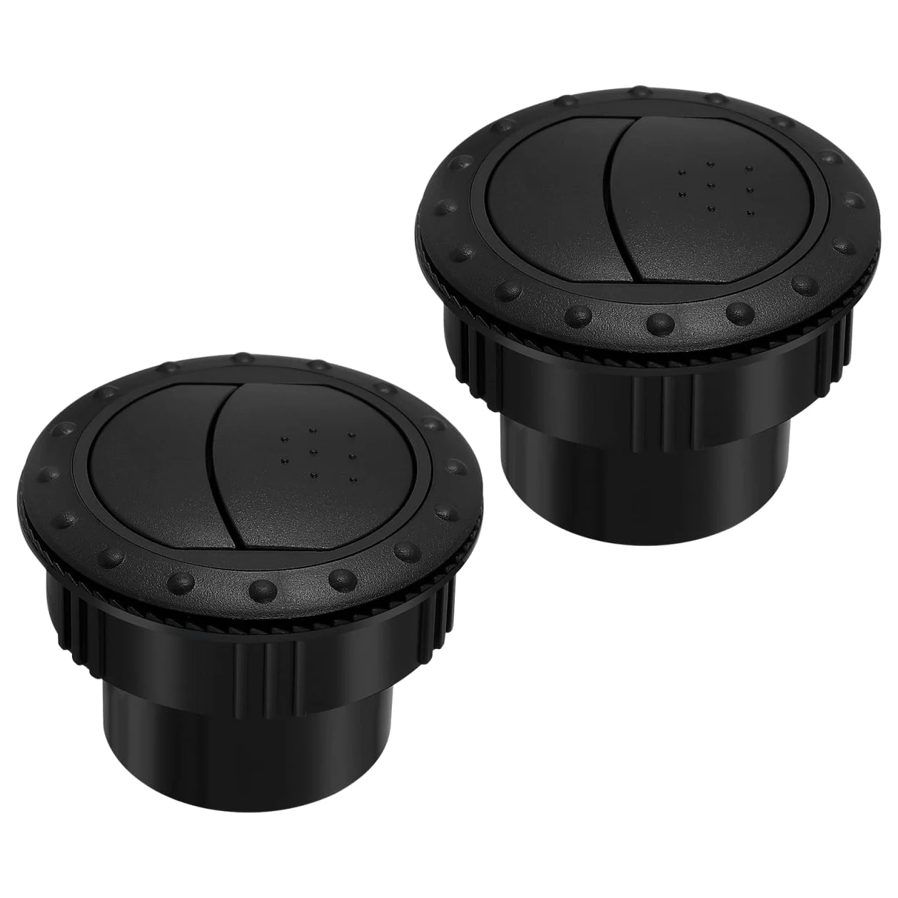 FAVOMOTO 60 mm Calefacción interior del coche A/ventilación cubierta salida, salpicadero, aire acondicionado, aire negro, salida redonda y Louvered Dash para remolques de autocaravanas