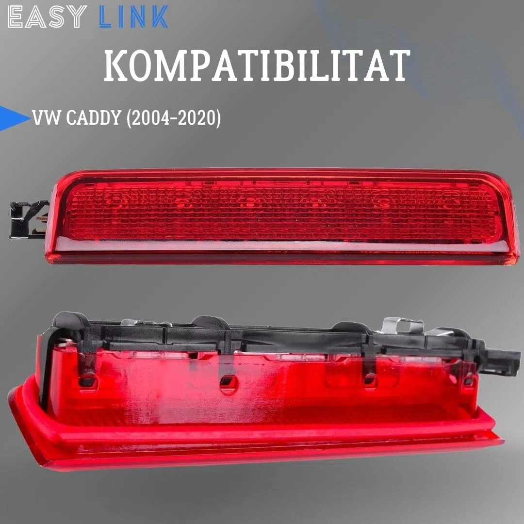 Tercera luz de freno adicional, luz de parada compatible con VW Caddy 3 Mk3 2004-2020 2K0945087C 2K0945087A 2K0945087B