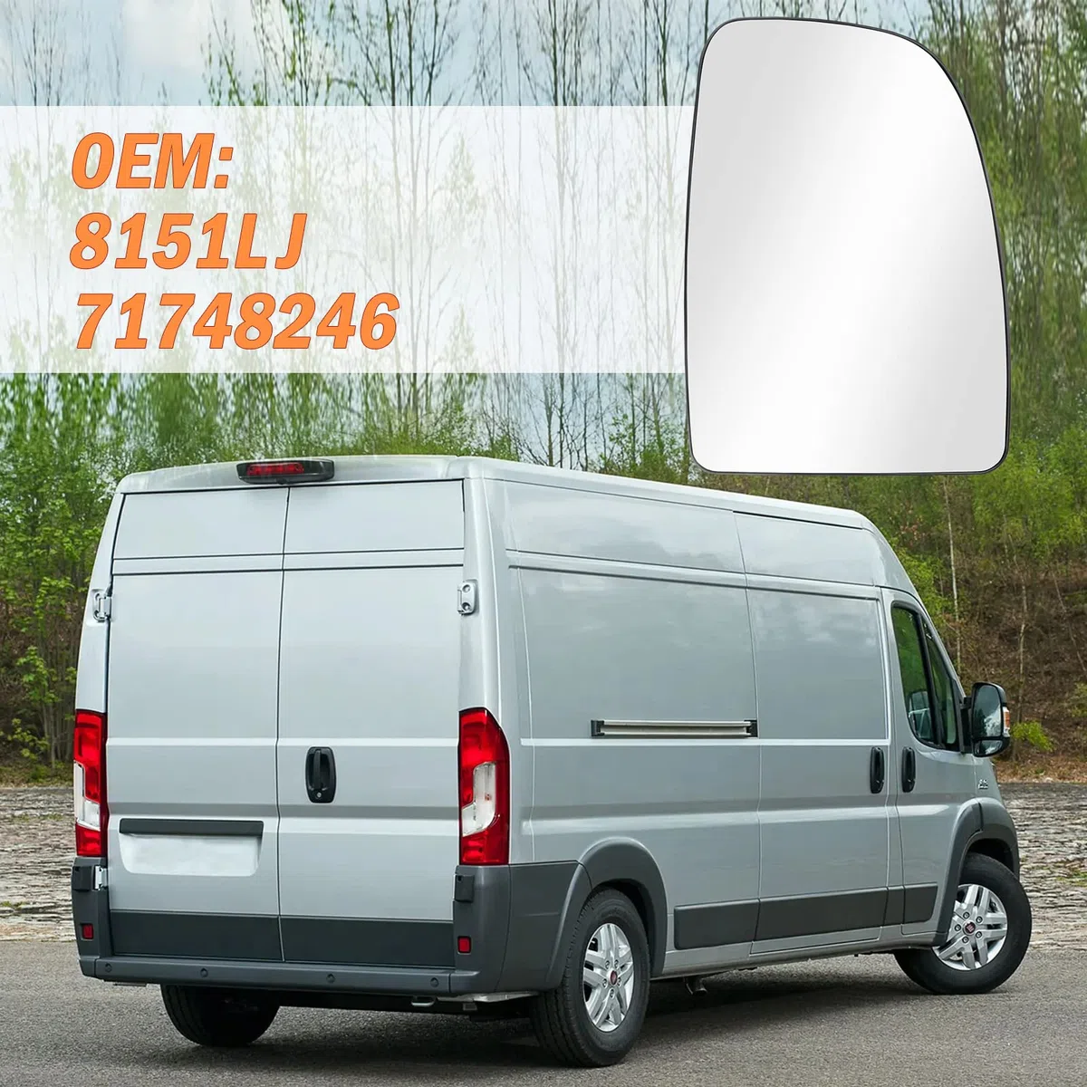 Cristal de Espejo reemplazar para Fiat Ducato 2006-2021, Retrovisor Exterior Ajustable para Citron Jumper, Lente de Marcha Atrás para Peugeot Boxer (Derecho)