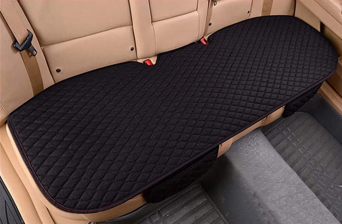 Cojín Asiento Coche Funda Asiento Coche Universal Protector Asiento Delantero Trasero Coche Funda Transpirable para Coche Oficina Hogar (Negro, 1 para Asiento Trasero)