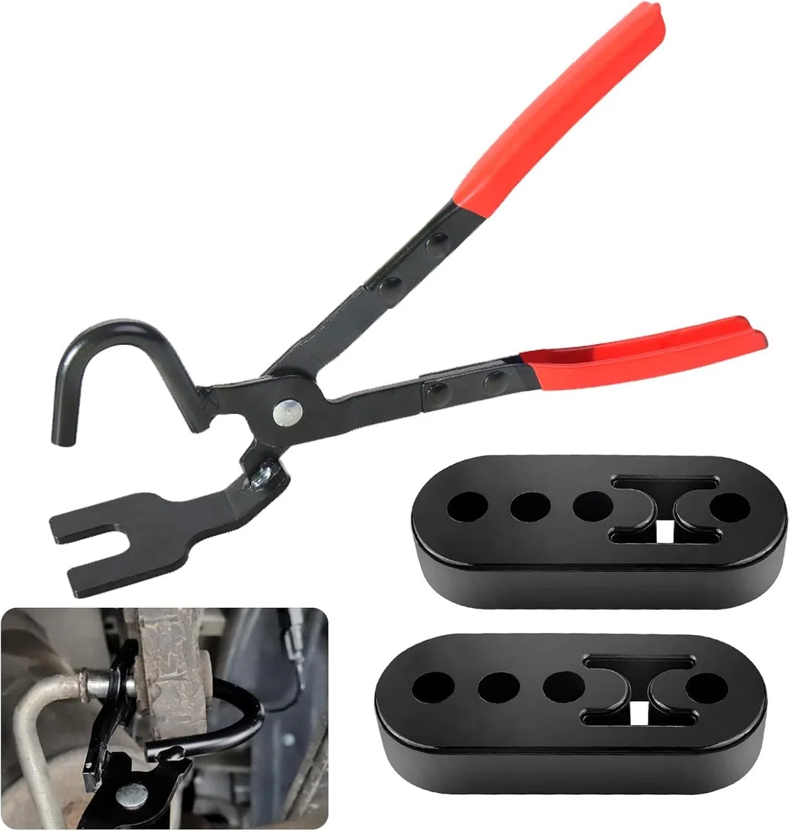 Juego de herramientas para quitar el tubo de escape, 2 piezas de 4 orificios de goma para escape y alicates de extracción universales para coches y camiones