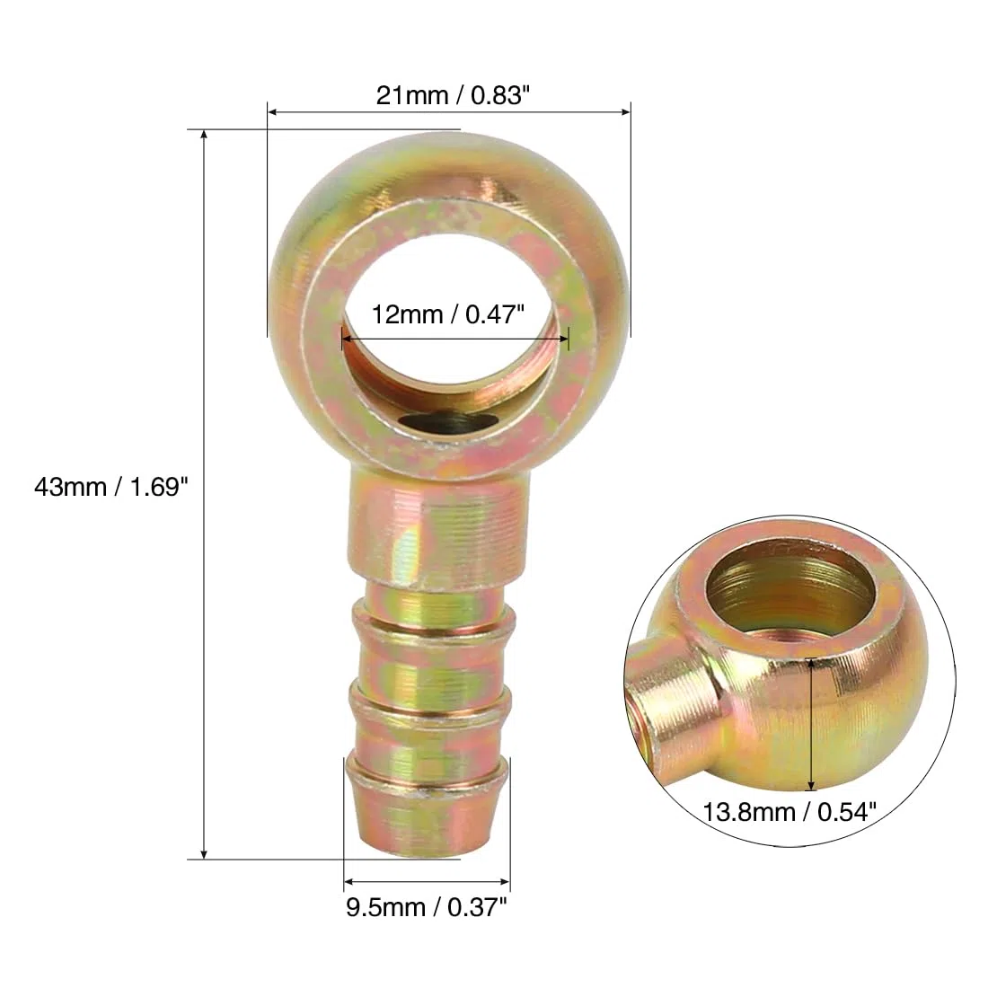 X AUTOHAUX Adaptador De Montaje Banjo 12Mm con Púa 9.5Mm para Coche 5Uds | Motos, Autos, Camiones, Tamaño 43X21X13.8Mm, Diámetro 12Mm Id, 9.5Mm Od, Manguera 9Mm Id