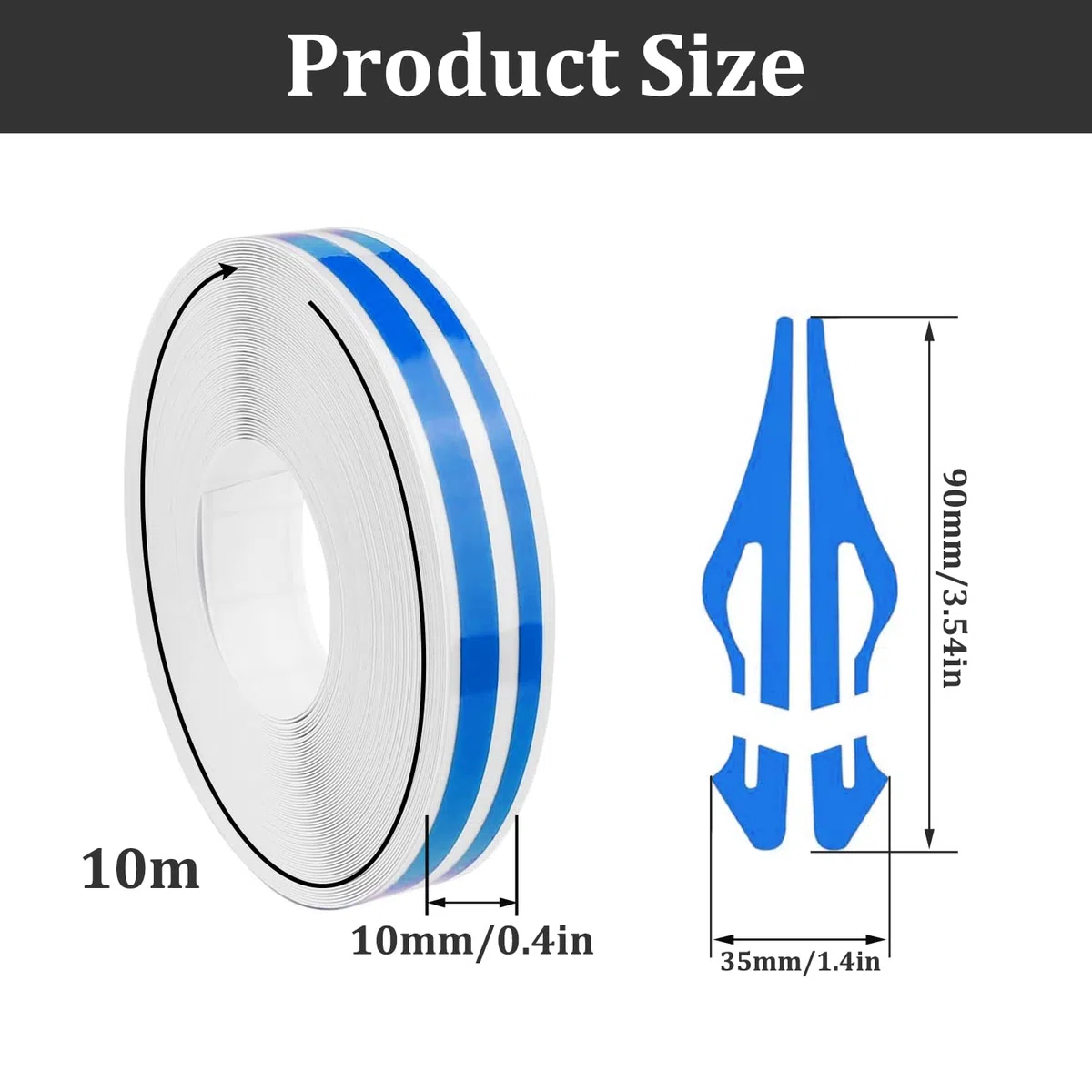 Cinta Adhesiva para Coche, 11 mm x 10 m Cinta Decorativa para Coche, Cintas Decorativas Adhesivas de Vinilo de Primera Calidad para Coche, Moto, Barco y modelismo o Bricolaje (Azul)