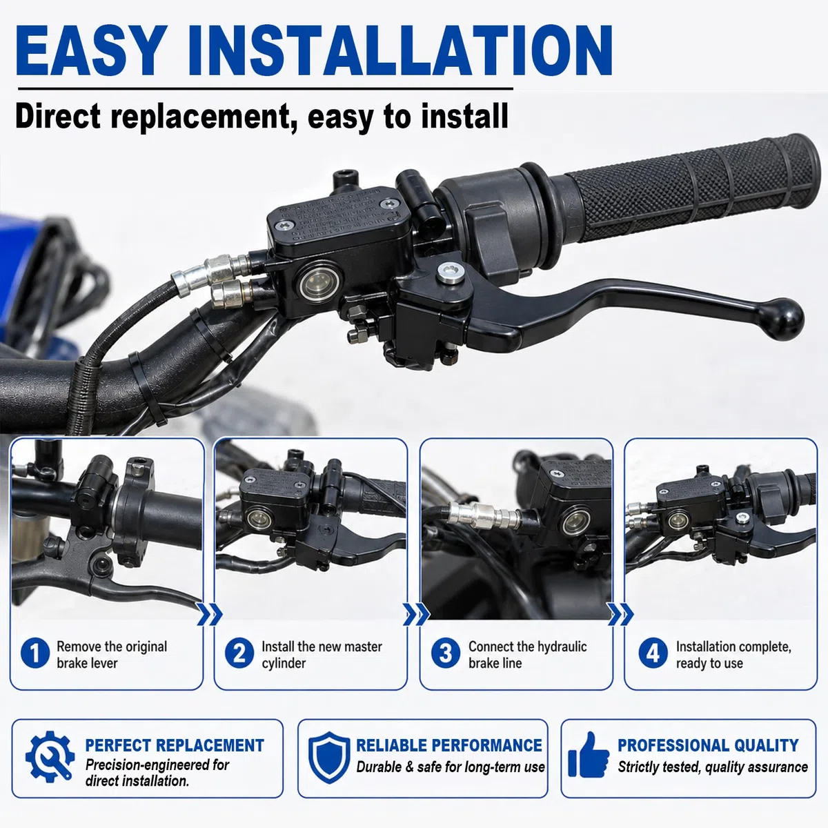 Poweka 7/8" 22mm Palanca del Cilindro Maestro de Freno Hidráulico Derecho Adelantero Universal Bomba para 50cc 125cc 150cc 250cc GY6 Scooter Quad Atv Dirty Pit Bike