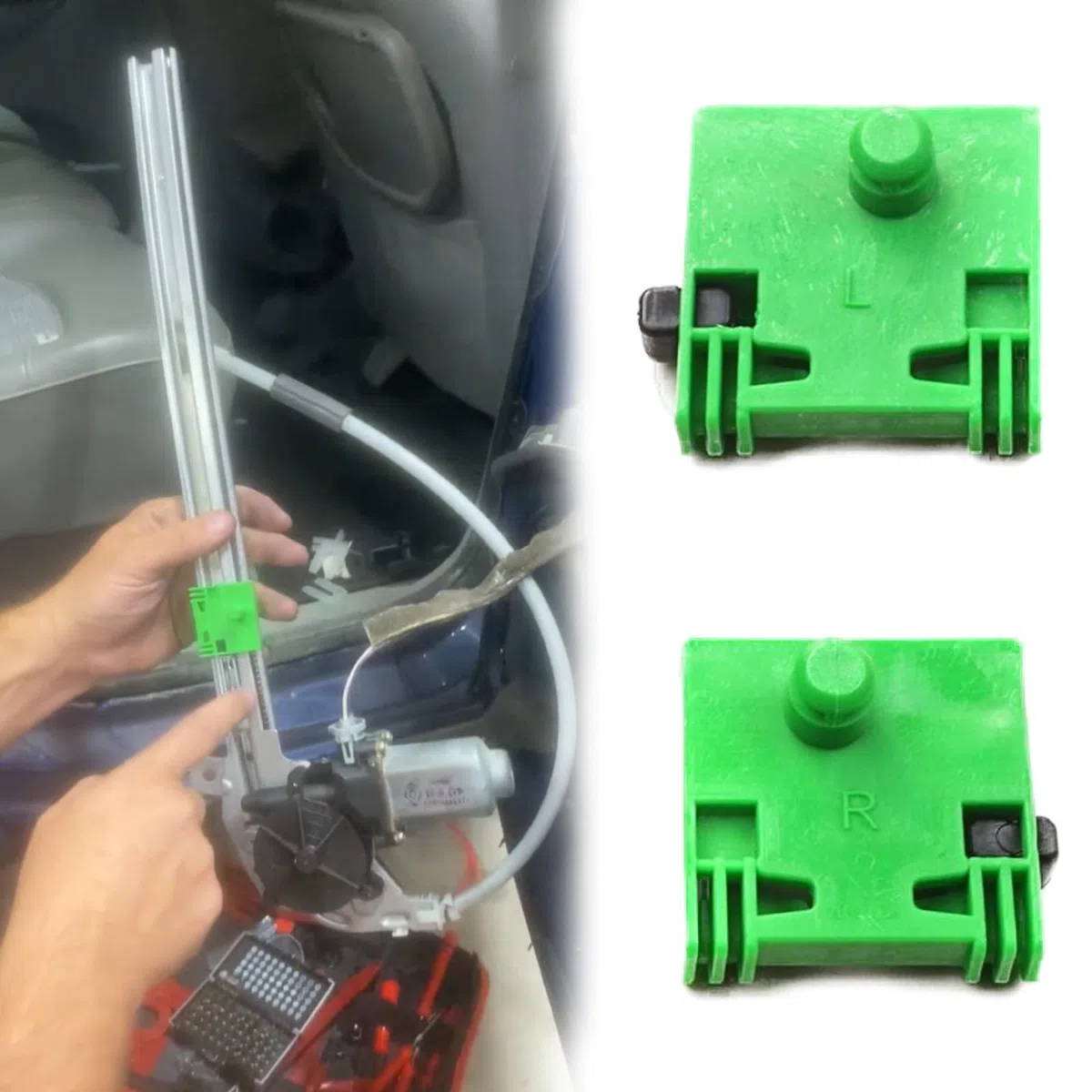 Twowinds - Clip Elevalunas Compatible con Renault Mégane, Scenic I (1995-2003) Laguna (1993-2001) Laguna 2 (2001-2007) Espace 4 (2002-2006) - Puerta Trasera Derecha, Izquierda - Ventana (2 piezas)