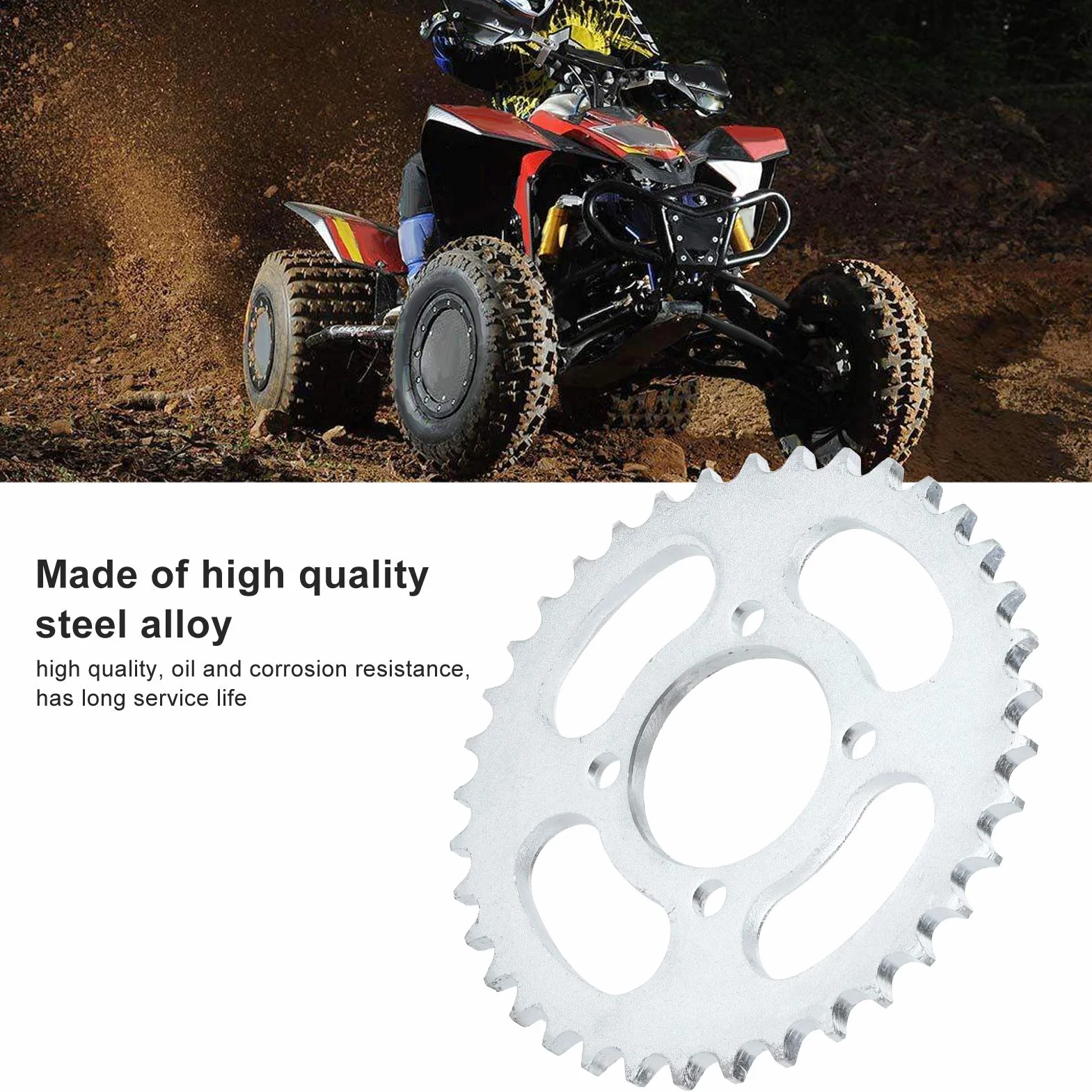 Piñón trasero, Akozon 37 dientes 428 cadena Piezas de piñón de rueda trasera para Pit Trail Quad Dirt Bike ATV 110