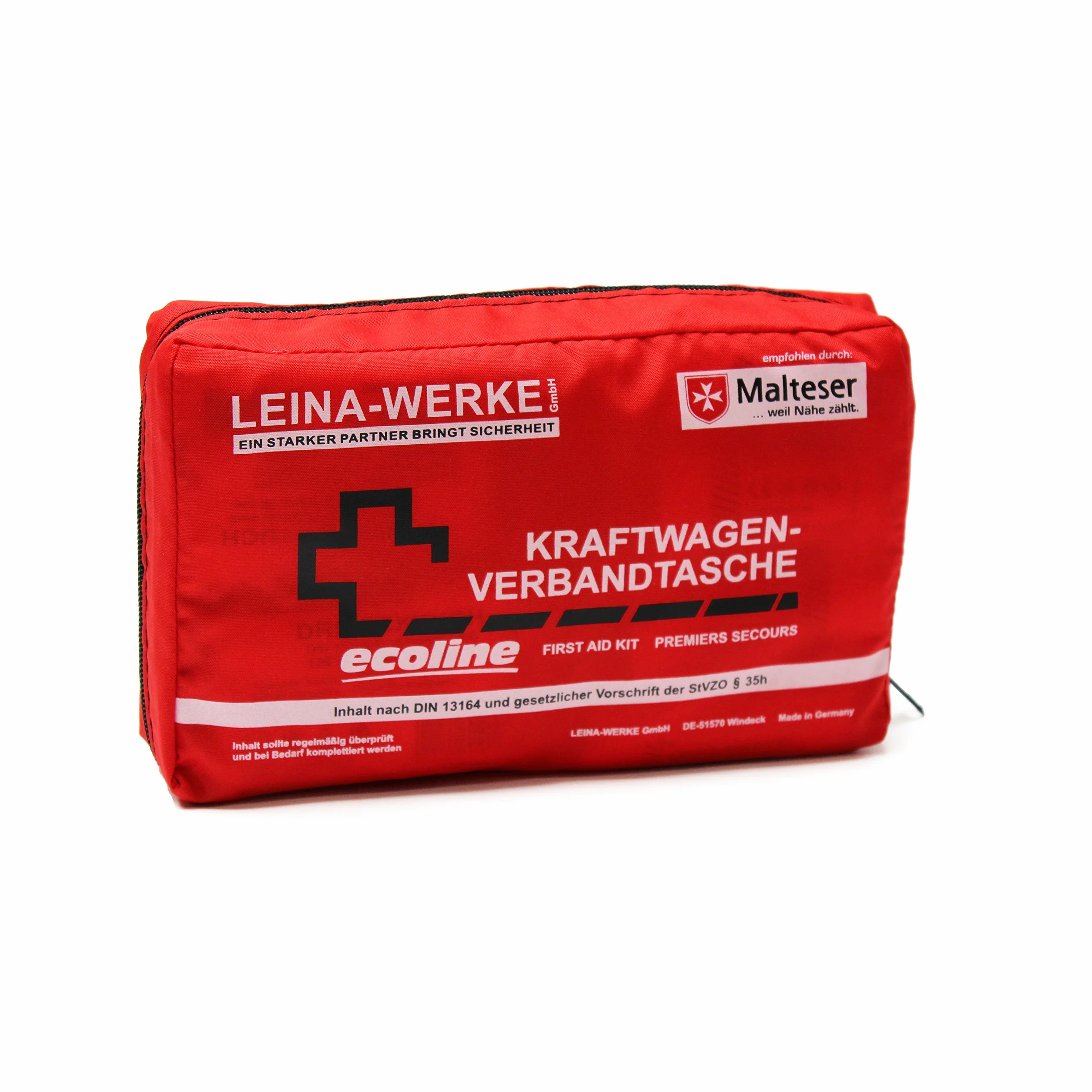 Leina 11040 Bolsa de Primeros Auxilios Compact Ecoline sin Velcro, Rojo/Negro/Blanco