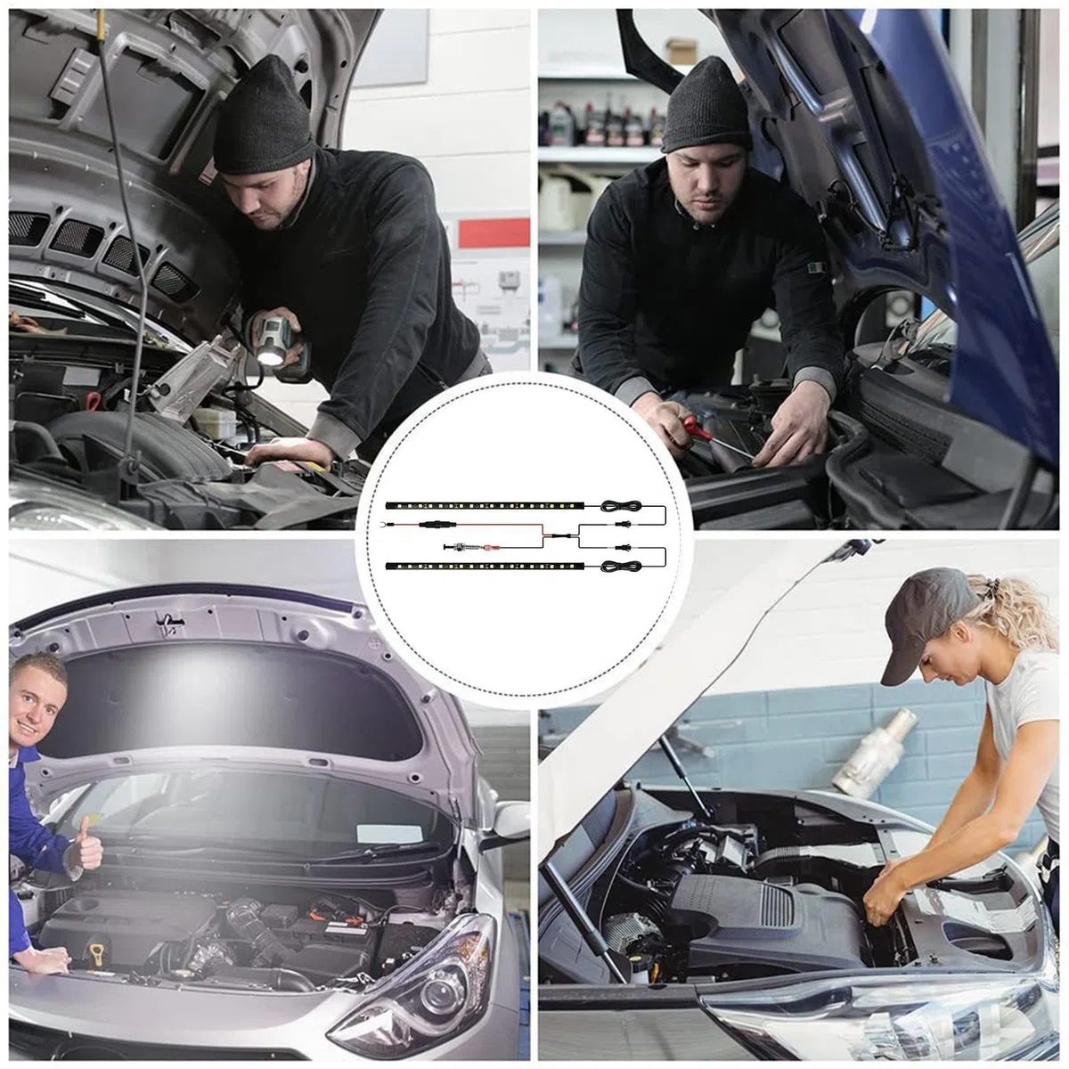 Luz para capó de coche, luces LED de trabajo debajo del capó, iluminación de seguridad versátil en el lugar de trabajo, herramientas de diagnóstico, productos de iluminación de repuesto para