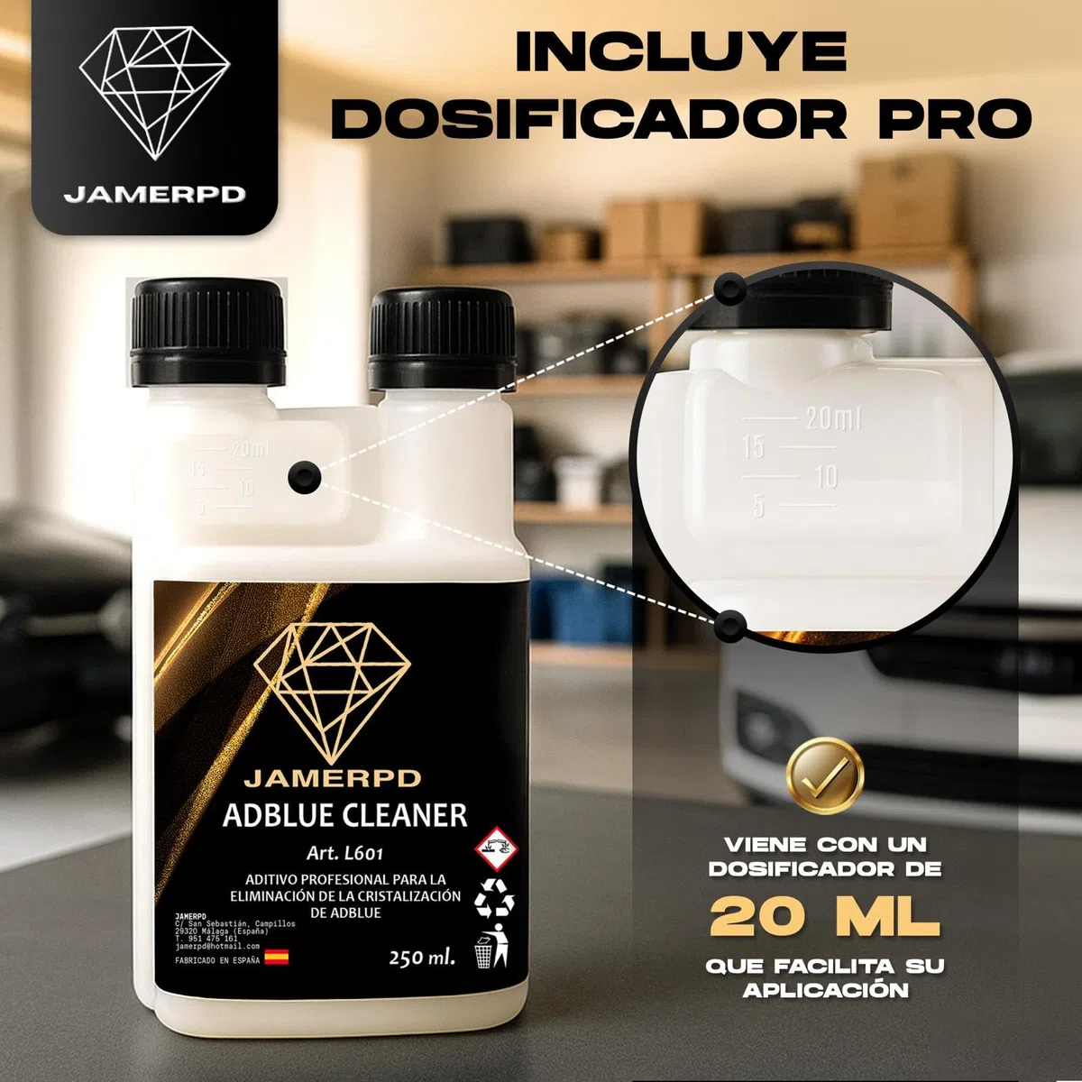 JAMERPD Aditivo Profesional Anticristalizante AdBlue con Dosificador - anticristalizante adblue Forte - adblue con anticristalizante - Anticristalizante 250 ml