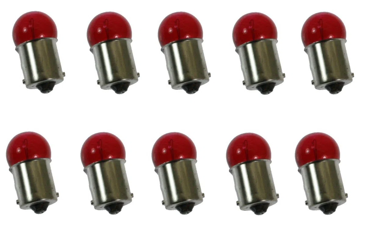 cyclingcolors Bulbo, BA15S, 12V, 5W, Rojo, Paquete de 10