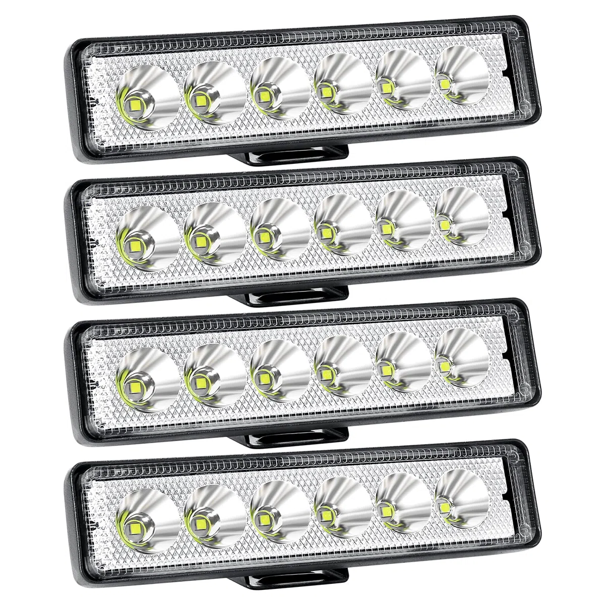 Willpower 4pcs Focos Tractor Super Inteligente 15cm 18W - Faros Trabajo 12V 24V Fila Única IP67 Impermeable Haz Puntual Luz de Niebla 6000K Barra LED Coche 4x4 Vehículo Camión Off-Road Barco