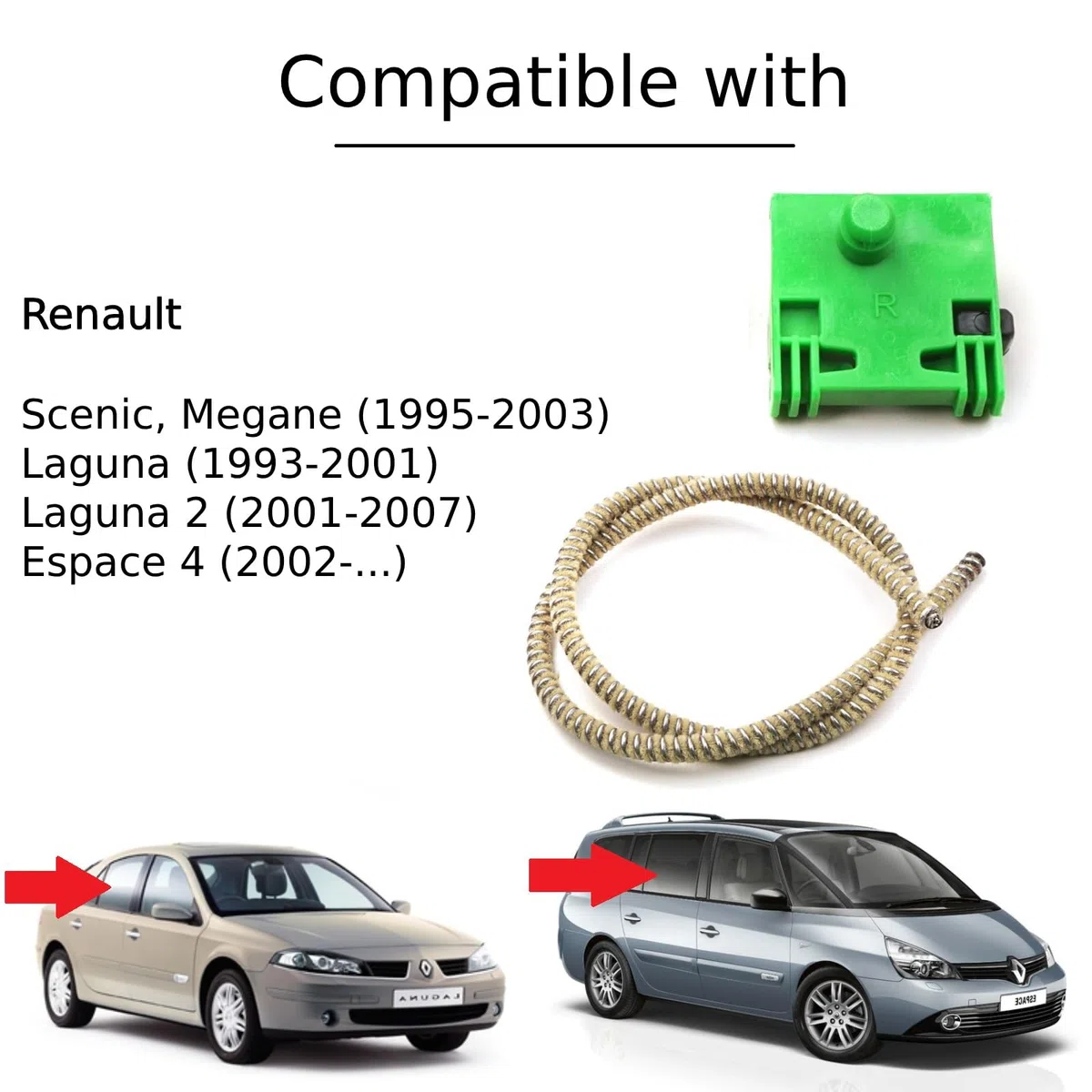 Twowinds - Clip Elevalunas 8200000558 Compatible con Renault Scenic, Megane (1995-2003) Laguna (1993-2001) Laguna 2 (2001-2007) Espace 4 (2002-) - Puerta Trasera Derecha (pasajero trasero) - Ventana