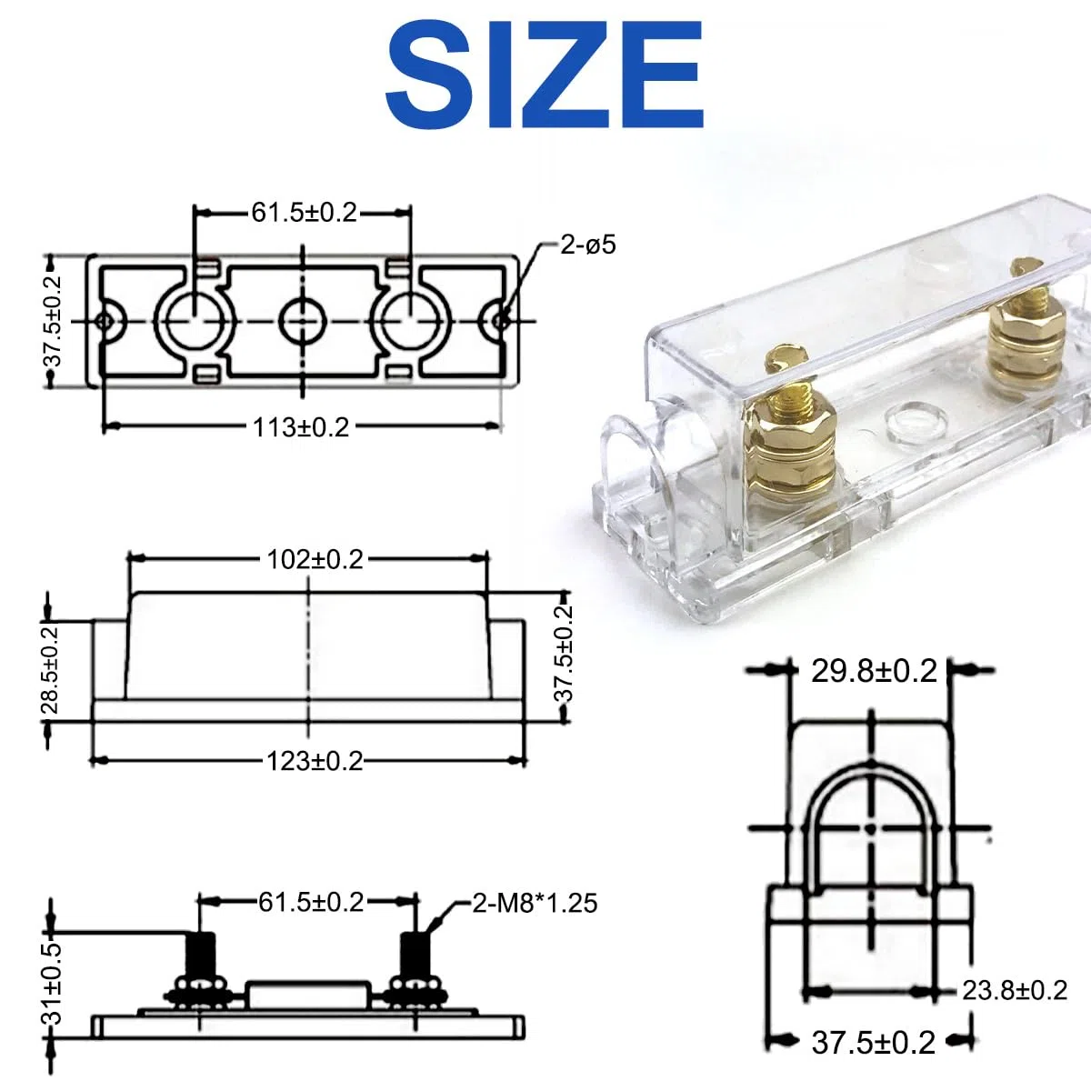 ANL Fusible chapado en oro 150 AMP Fusible de cuchilla + Portafusibles ANL, Estéreo de audio y video para automóvil, Calibre 0/2/4 Entrada y salida, para sistema de audio - Paquete de 2