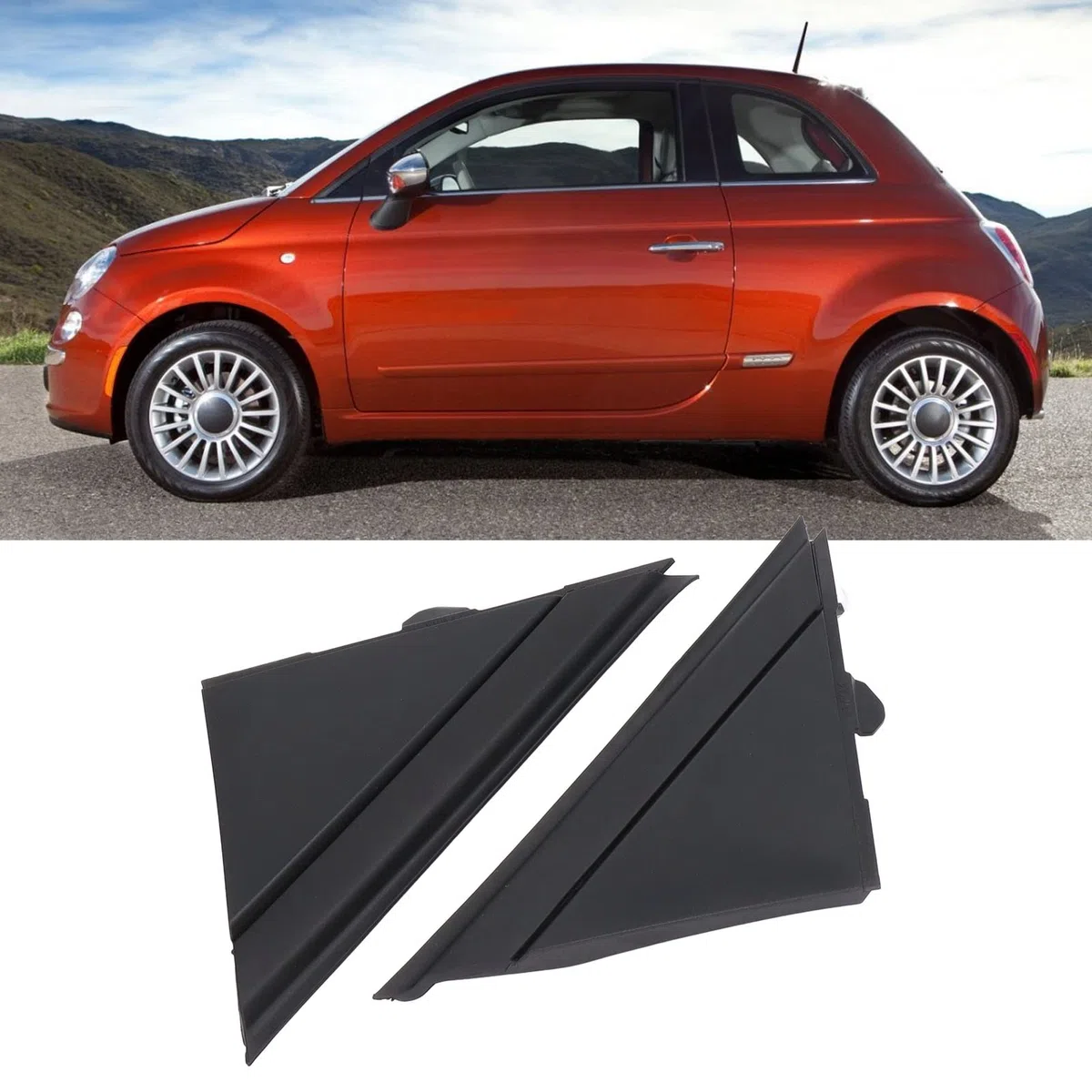 Coppia di copri specchietto retrovisore 1SH17KX7AA Sinistra Destra Decorazione di ricambio Alloggiamento specchietto retrovisore Porta Bandiera Bar per 500 2012-2017 Nero