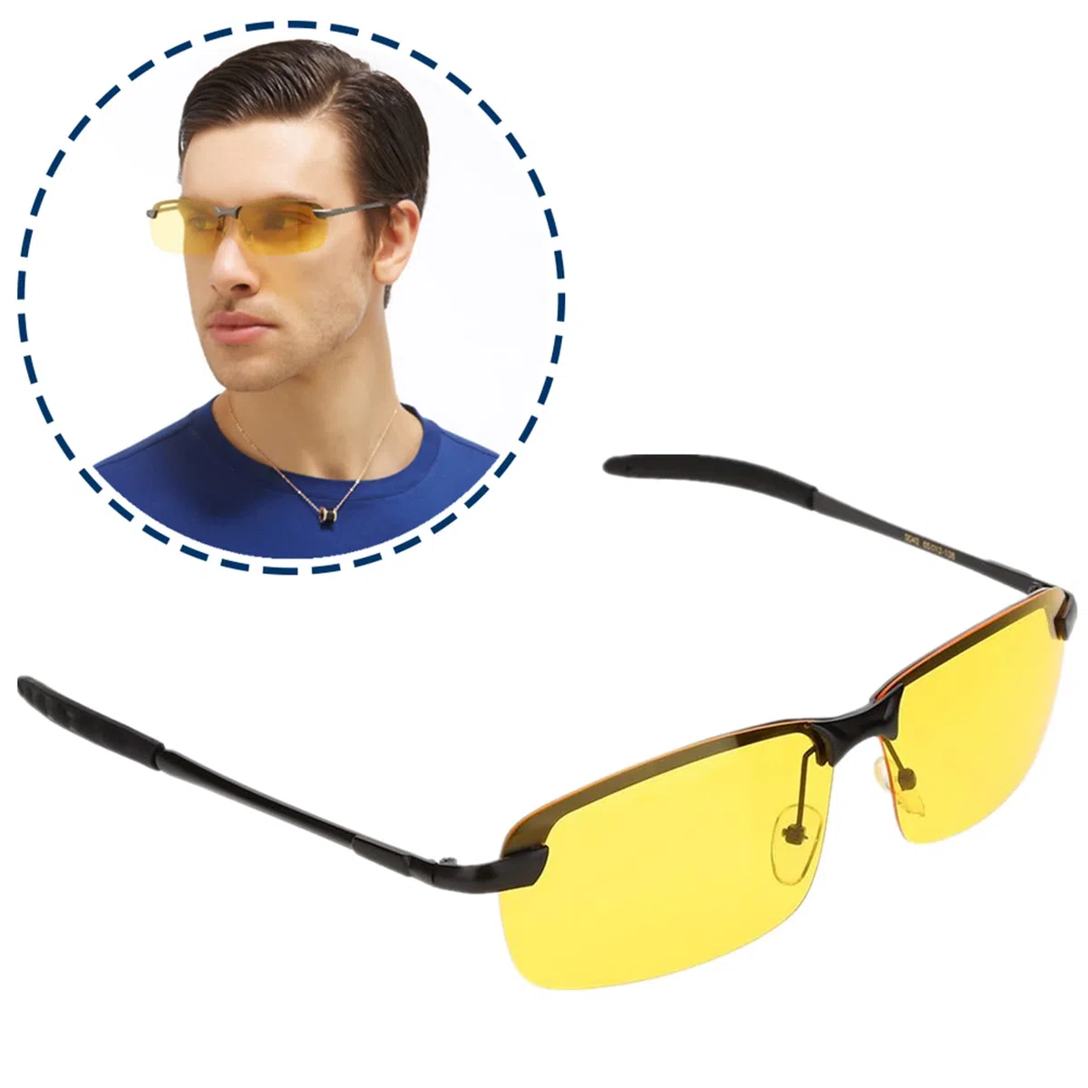 Gafas de Sol Gafas de Conducción Nocturna Antideslumbrante Visión Nocturna Lentes Gafas de Seguridad Polarizado Polarizadas Lentes HD Vision Tintadas en Amarillo Marco de Metal Ultra Light Unisexo