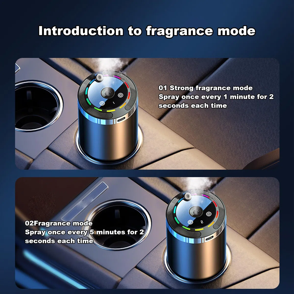 Teksome Humidificador de aromaterapia para coche | 5 modos humidificador difusor de aceite de esencia, eliminador de olores de coche, difusor ambientador para coche, hogar, oficina, habitación pequeña