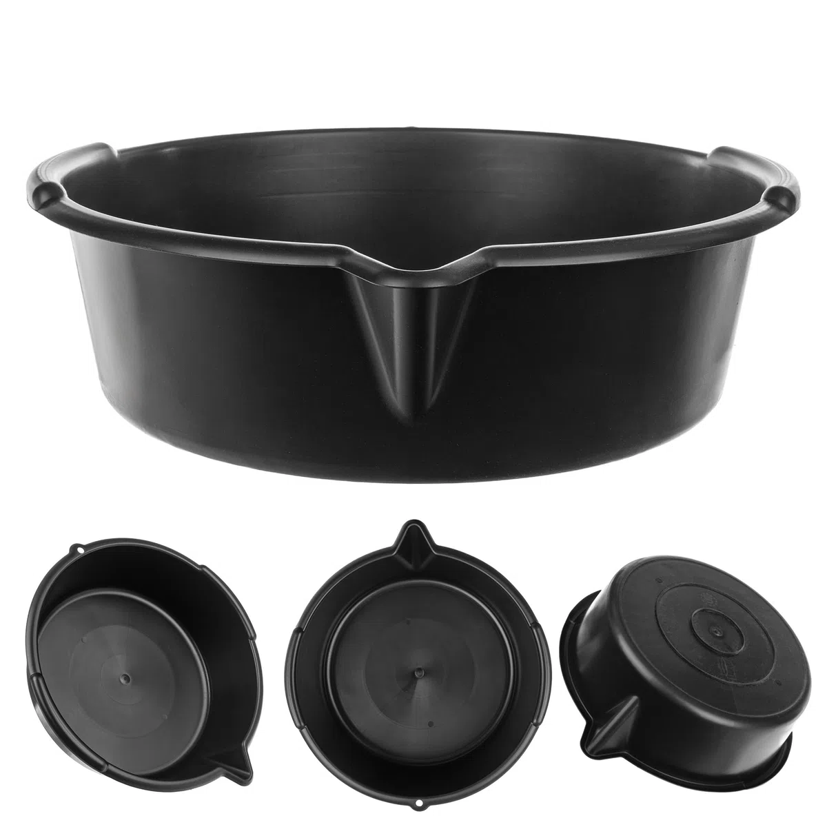 Bandeja colectora de aceite KADAX con boquilla de drenaje 8L, bandeja de drenaje de aceite Ø 39 cm, bandeja multiusos de plástico, bandeja de limpieza para cambio de aceite con asas de transporte
