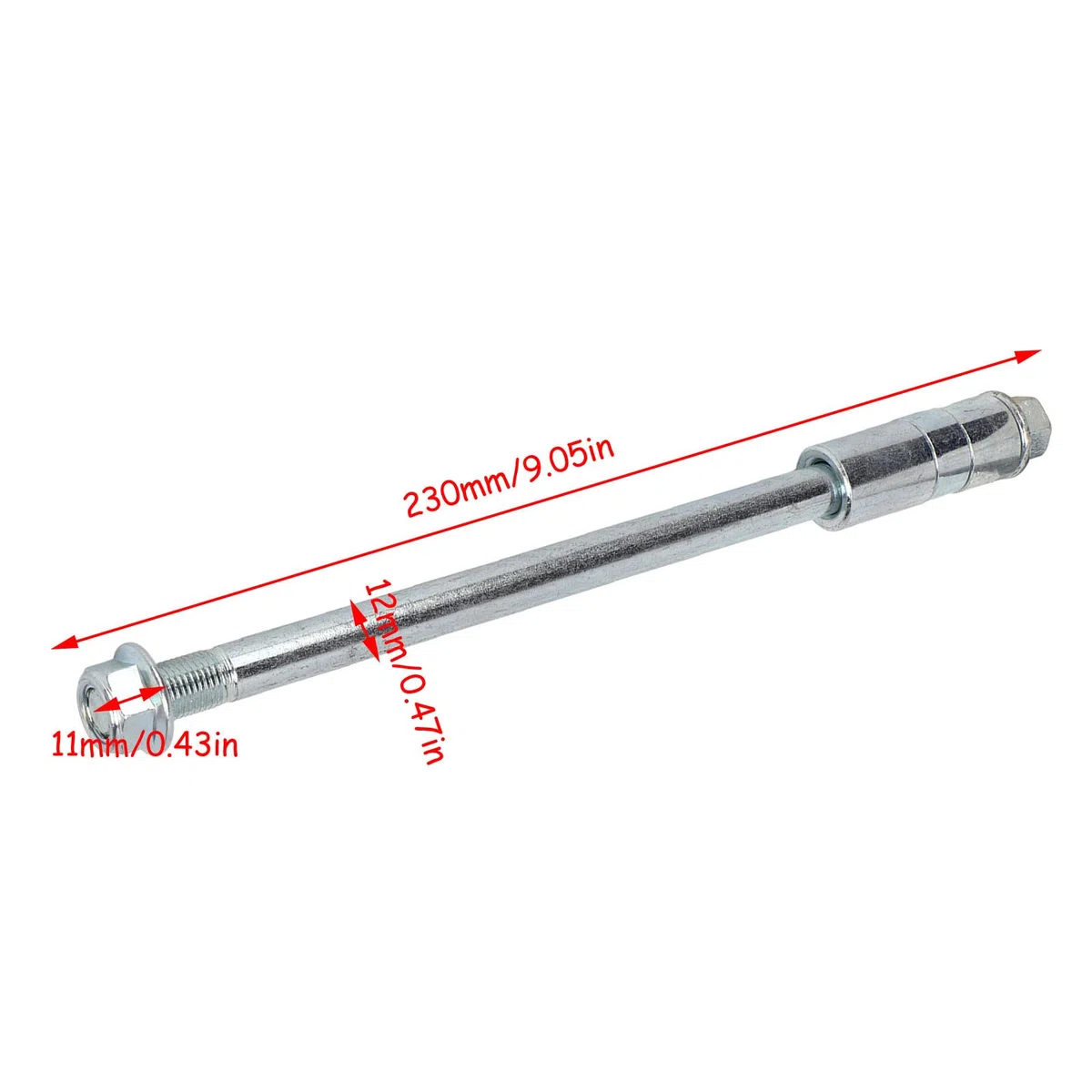 Eje Trasero Delantero De 12 Mm Y 230 Mm con 3 Juntas De Repuesto para Bicicleta De Cross De 125 CC Y 140 CC