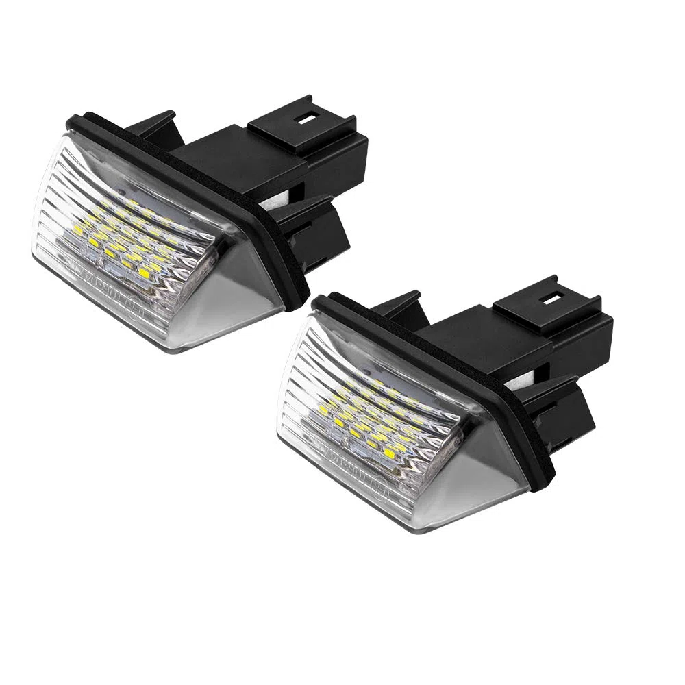 Safego Luz de matrícula LED para Coche Lámpara Número Placa Luces 3014 SMD 6000K Xenón Blanco para 206 207 306 307 308 406 407 5008 Partner etc, 2 Piezas, 1 año de Garantía