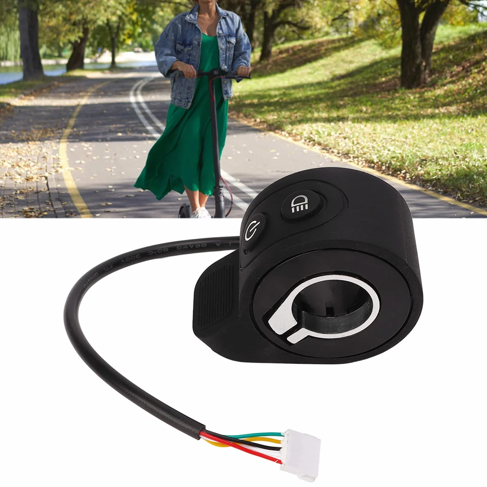 SUNGOOYUE Acelerador de Pulgar para Scooter Eléctrico, Control Regulable 3 Niveles, Impermeable IP54, Compatible con (Color Negro)