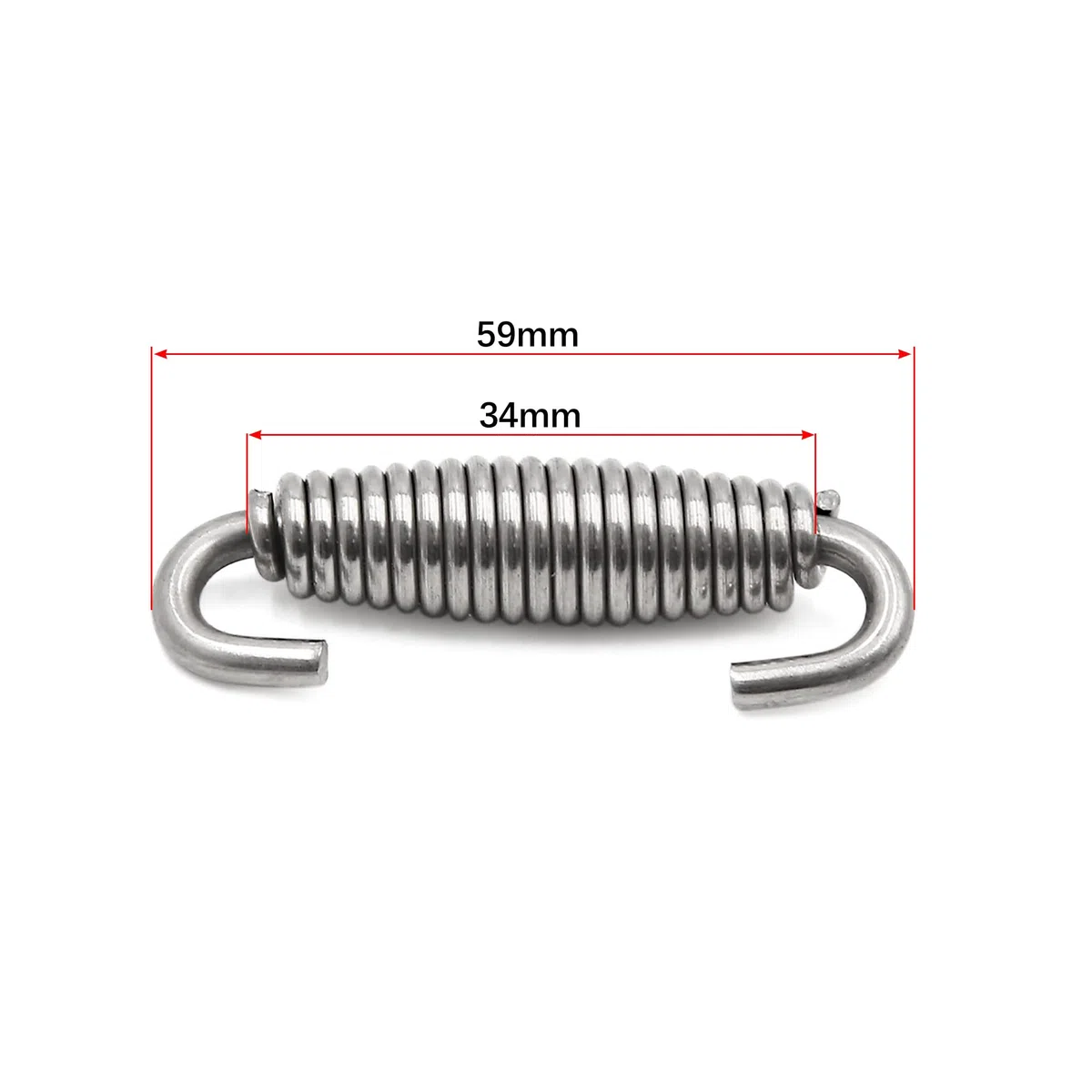 sourcing map 2uds 55mm Acero Inoxidable Gancho de Resorte del Tubo Escape de la Moto Tono Plateado