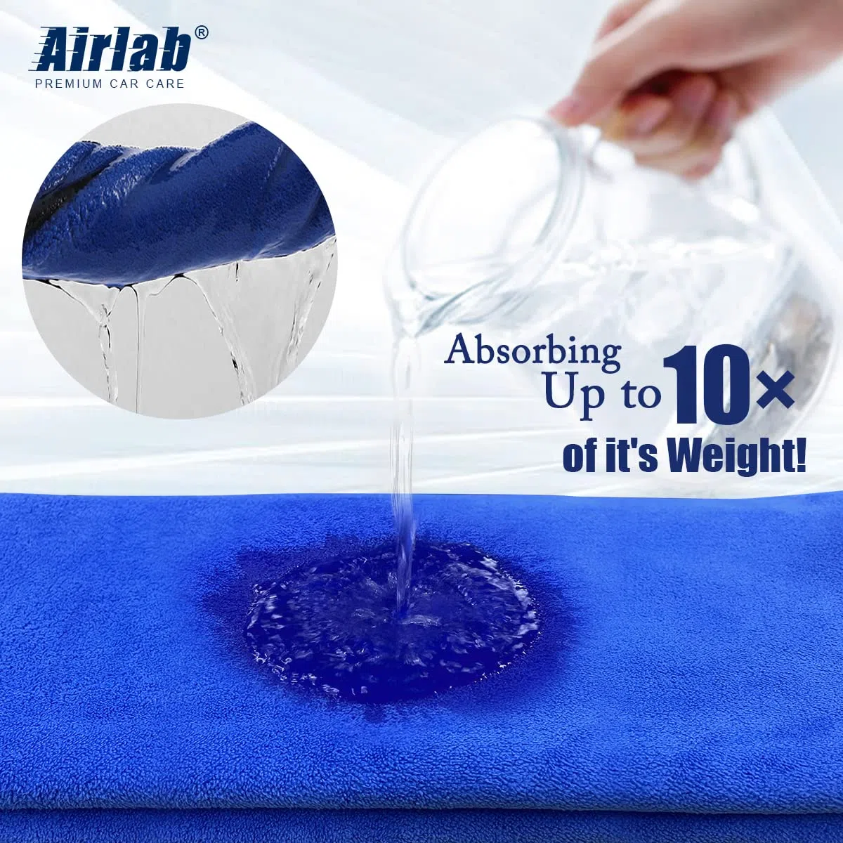 Airlab Grande Toalla Secado Coche 90x60 cm XXL, Bayeta Microfibra, Toalla Microfibra Coche Sin Pelusas & Sin Rayas, Paños de Limpieza Super Absorbente, Balletas para Vehículos, Cristales, 500 gsm
