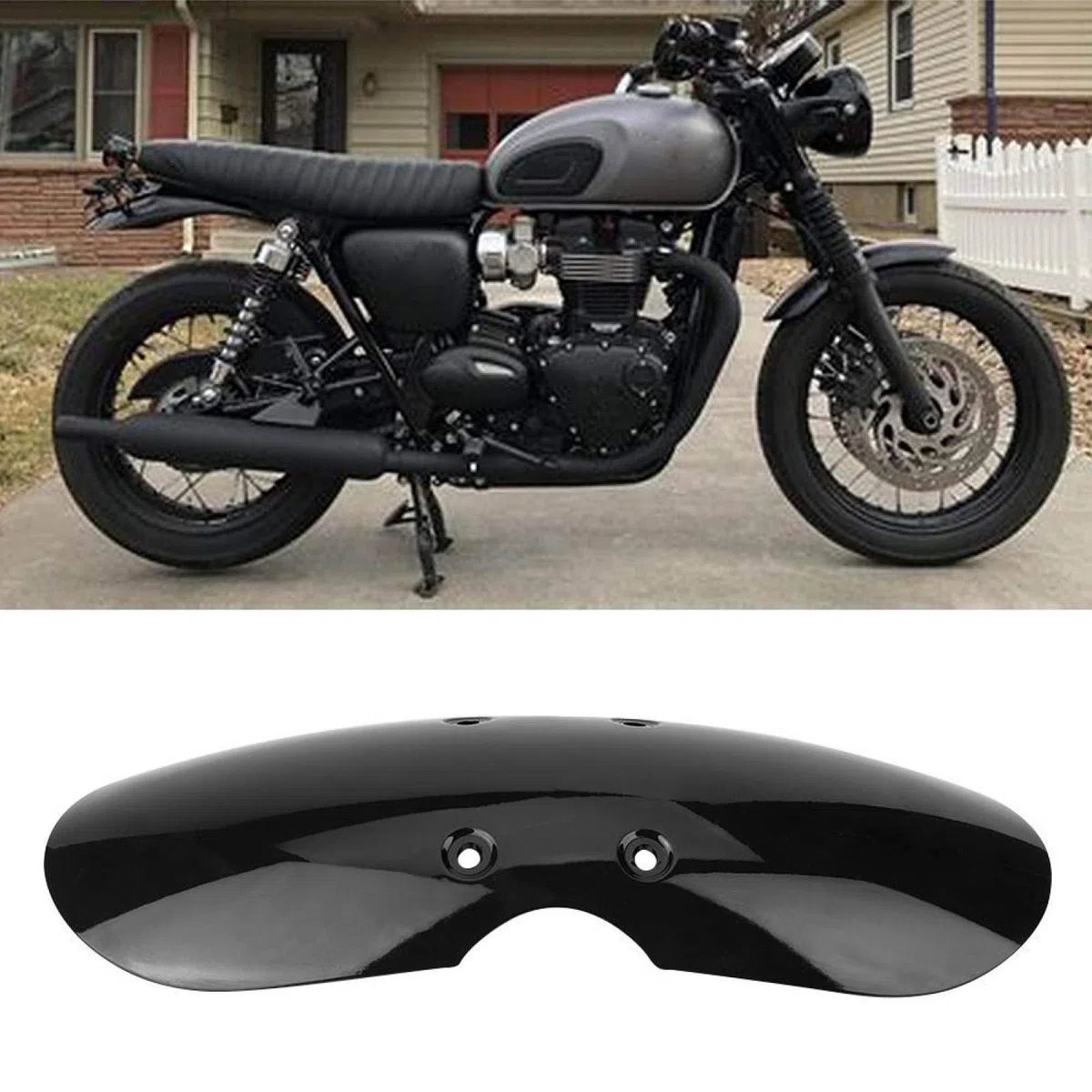 AUTO Guardabarros, accesorios de motocicleta ABS, protector de guardabarros delantero corto para T100 2001-2016 (negro)+mini parafango triumph t100, + guardabarros delantero de motocicleta