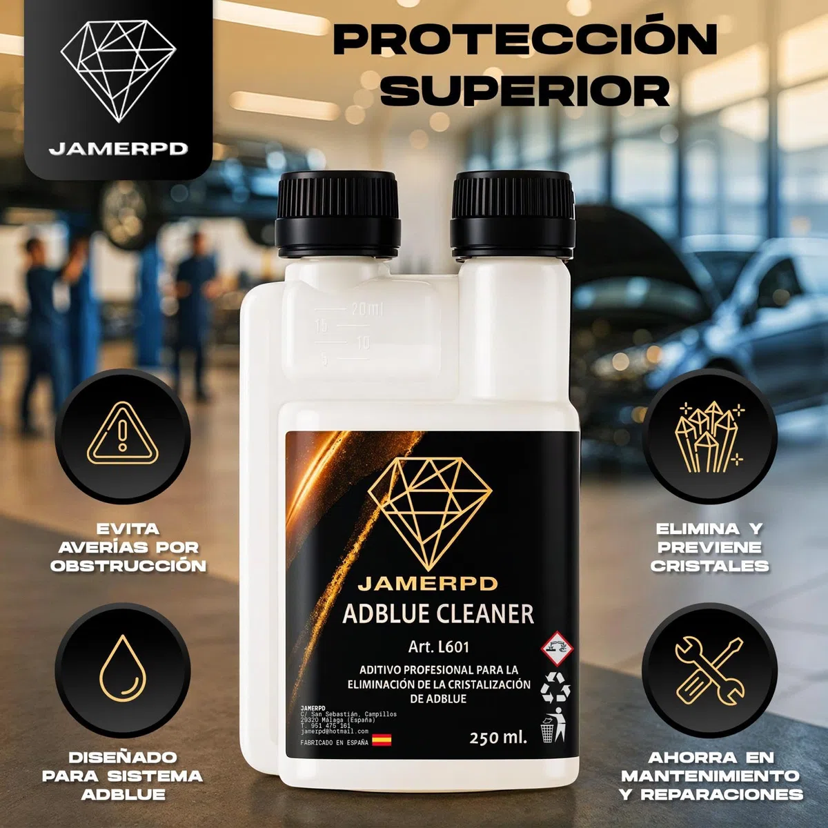 JAMERPD Aditivo Profesional Anticristalizante AdBlue con Dosificador - anticristalizante adblue Forte - adblue con anticristalizante - Anticristalizante 250 ml
