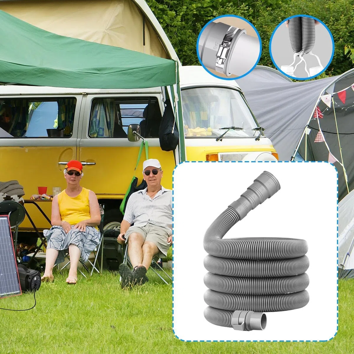 Genérico Kit De Tubería De Desagüe para Caravanas - 2/4/6/10 M Tubería De Desagüe Flexible Plegable Y A Prueba De Fugas, Compatible con Sistemas De Mangueras De Desagües De 28 Mm A 42 Mm