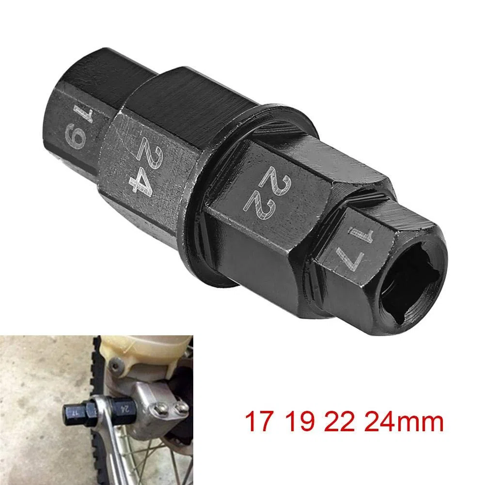 Herramienta Eje Hexagonal, 4 en 1 para Tamaños 17 19 22 24mm Llave Allen Moto Herramienta para Rueda Trasera Delantera for Mecánicos Aficionados y Mantenimiento de Motocicletas