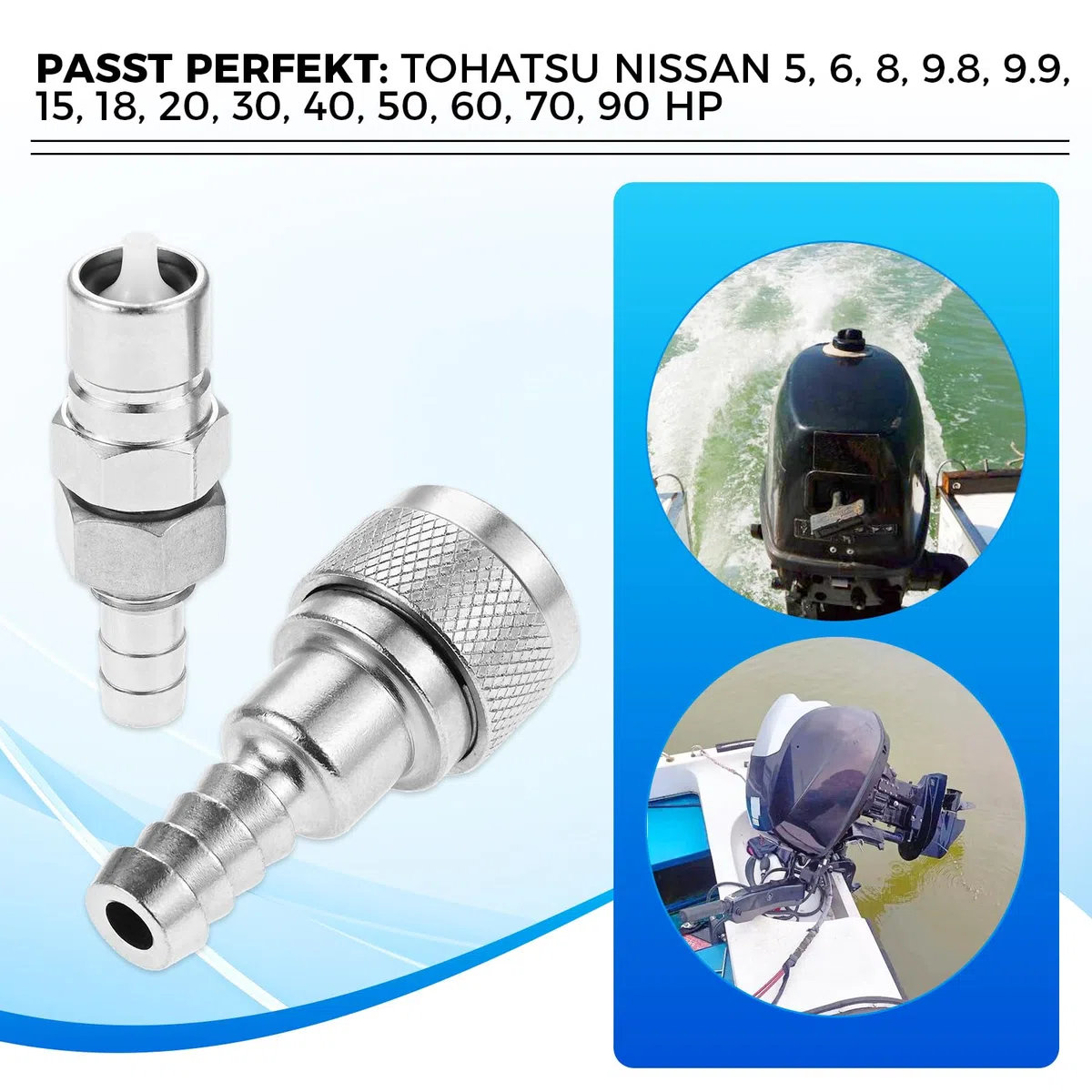 Conexión de combustible fueraborda, conector de línea de combustible macho hembra 3B2 70250 para motores fueraborda de 2 y 4 tiempos 5 PCS hasta 90 PCS, con tuerca
