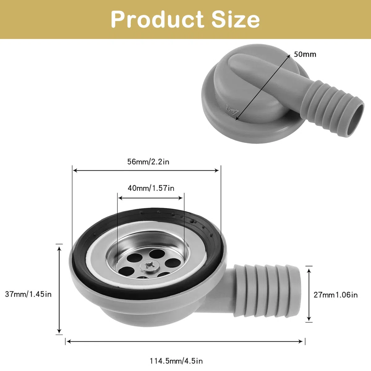 Desagüe para Fregadero de Camping de 50 mm Desagüe para Fregadero de Camping Juego de Desagüe para Fregadero para Caravanas Campers Caravanas Barcos