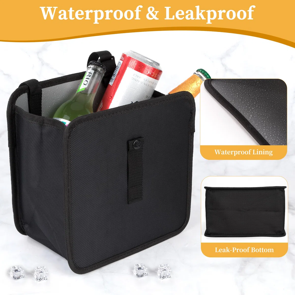 Cubo de Basura para Coche Colgante Contenedor de Basura Plegable Portátil Bolsa de Basura para Coche Impermeable A Prueba de Fugas Basura Caja para Automóvil, SUV, Camión, Minivan 12L (Negro)