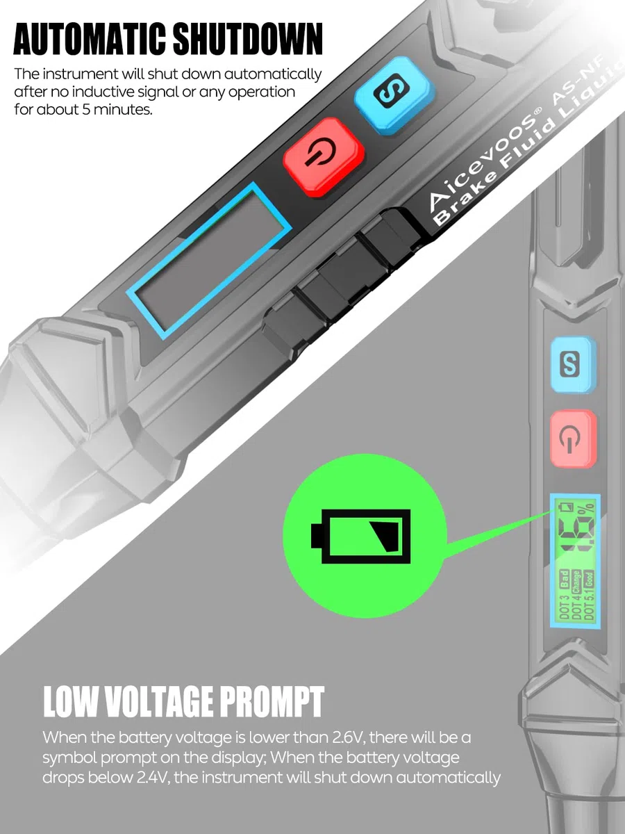 NF Probador de Líquido de Frenos, Liquido Frenos de Diagnóstico de Líquido de Frenos con Pantalla para DOT3 DOT4 DOT-5.1