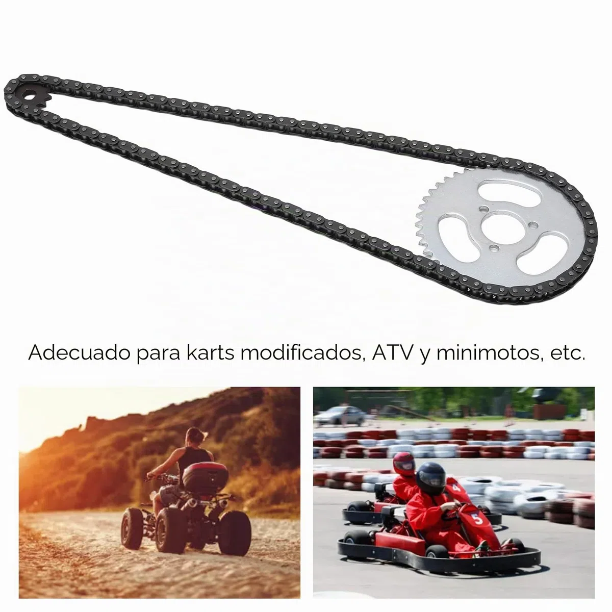 Yosoo Health Gear Kit de Cadena de Piñón de Repuesto, Kit de Piñón de Cadena T8F, Cadena de Piñón Delantero y Trasero T8F, Juego de Cadena de Engranajes T8F de Alta Potencia para Karts