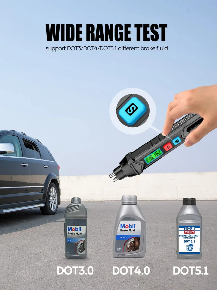 NF Probador de Líquido de Frenos, Liquido Frenos de Diagnóstico de Líquido de Frenos con Pantalla para DOT3 DOT4 DOT-5.1