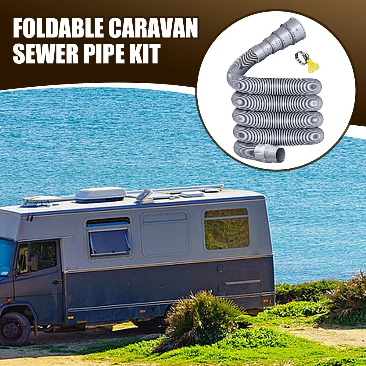 Kit de Manguera para Aguas Residuales de Autocaravana | Tubo De Drenaje Flexible E Impermeable Para Caravanas - de Evacuación de Aguas Residuales para Extensión de Remolque en