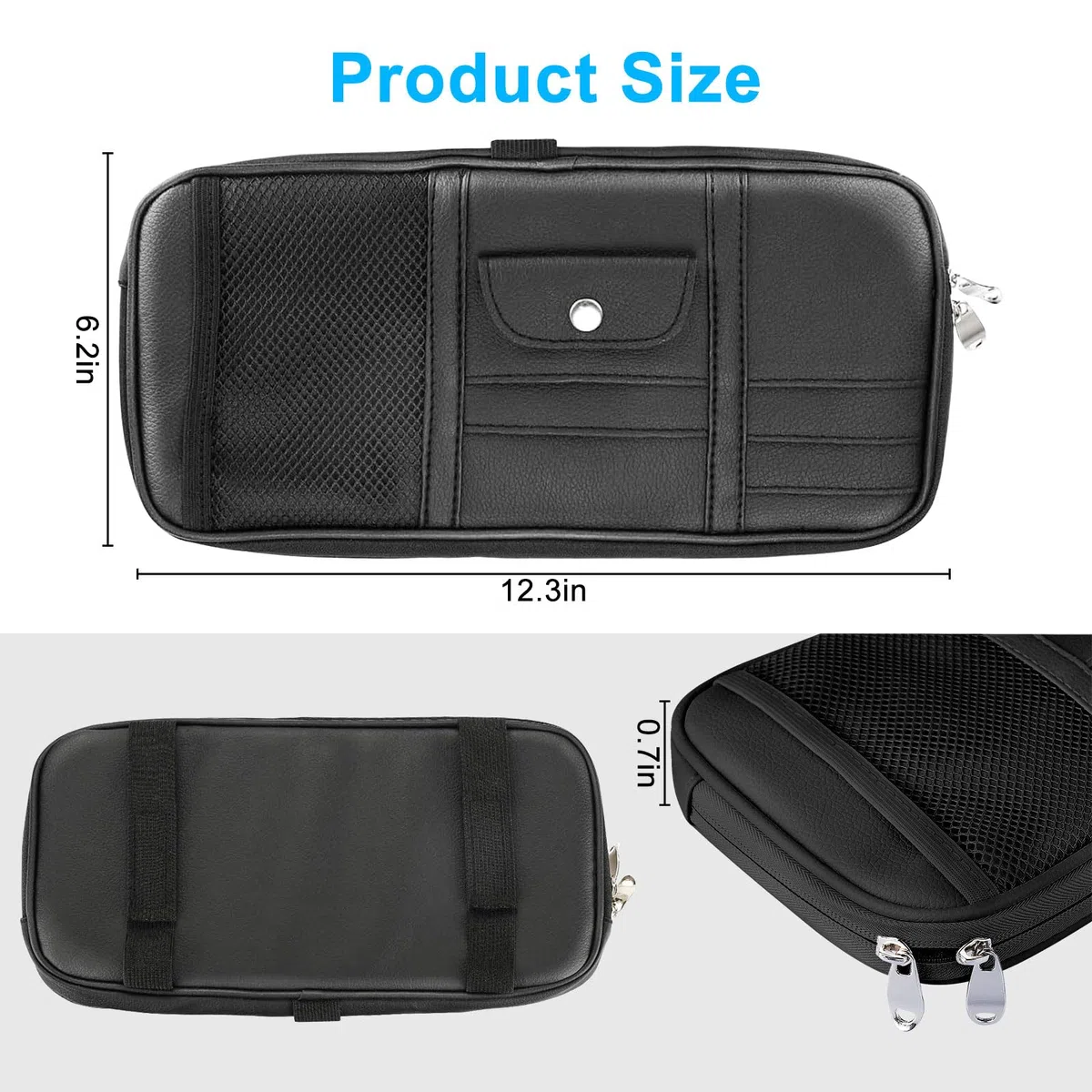 Linkstyle Organizador de Visera para Coche de Cuero PU, Soporte para Gafas, Bolsa Visera Parasol para Tarjetas Licencias Recibos Bolígrafos