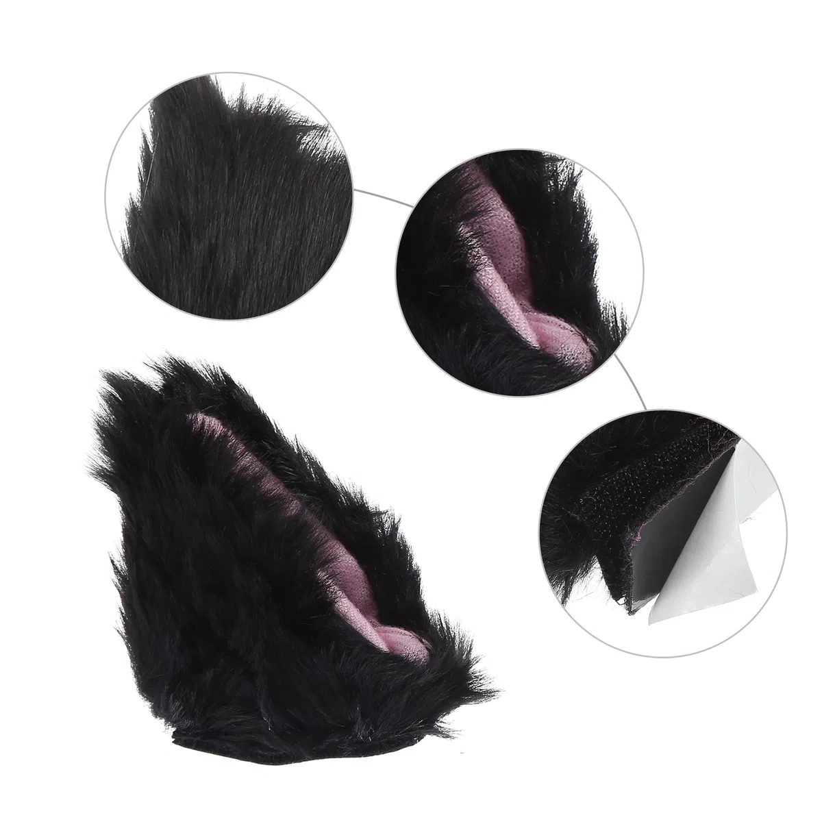 QUARKZMAN 1 Par Motocicleta Peluche Forma Orejas Gato para Decoración Casco Negro Rosa