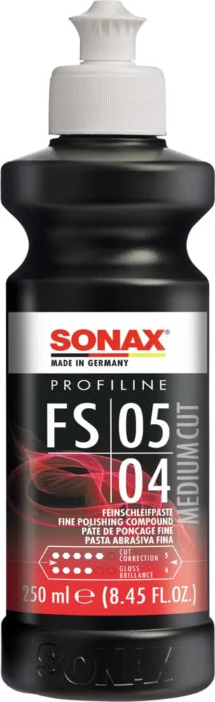 SONAX PROFILINE FS 05-04 (250 ml) Pulimento para usuarios profesionales, apropiado para la restauración de pintura expuesta a la intemperie y rayadas | N.° 03191410