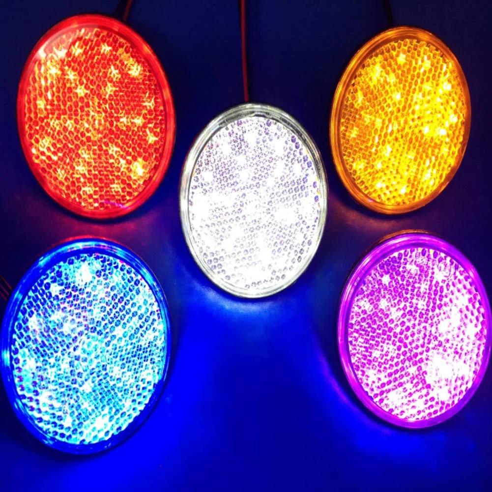 2PCS Luces Traseras Redondas,12V Luz Indicadora de Marcador Lámpara Cola De Camión Luz de Freno LED Reflector Redondo Indicador Luminoso Con Haz Alto/Bajo para Camión Motocicletas Auto(Amarillo)