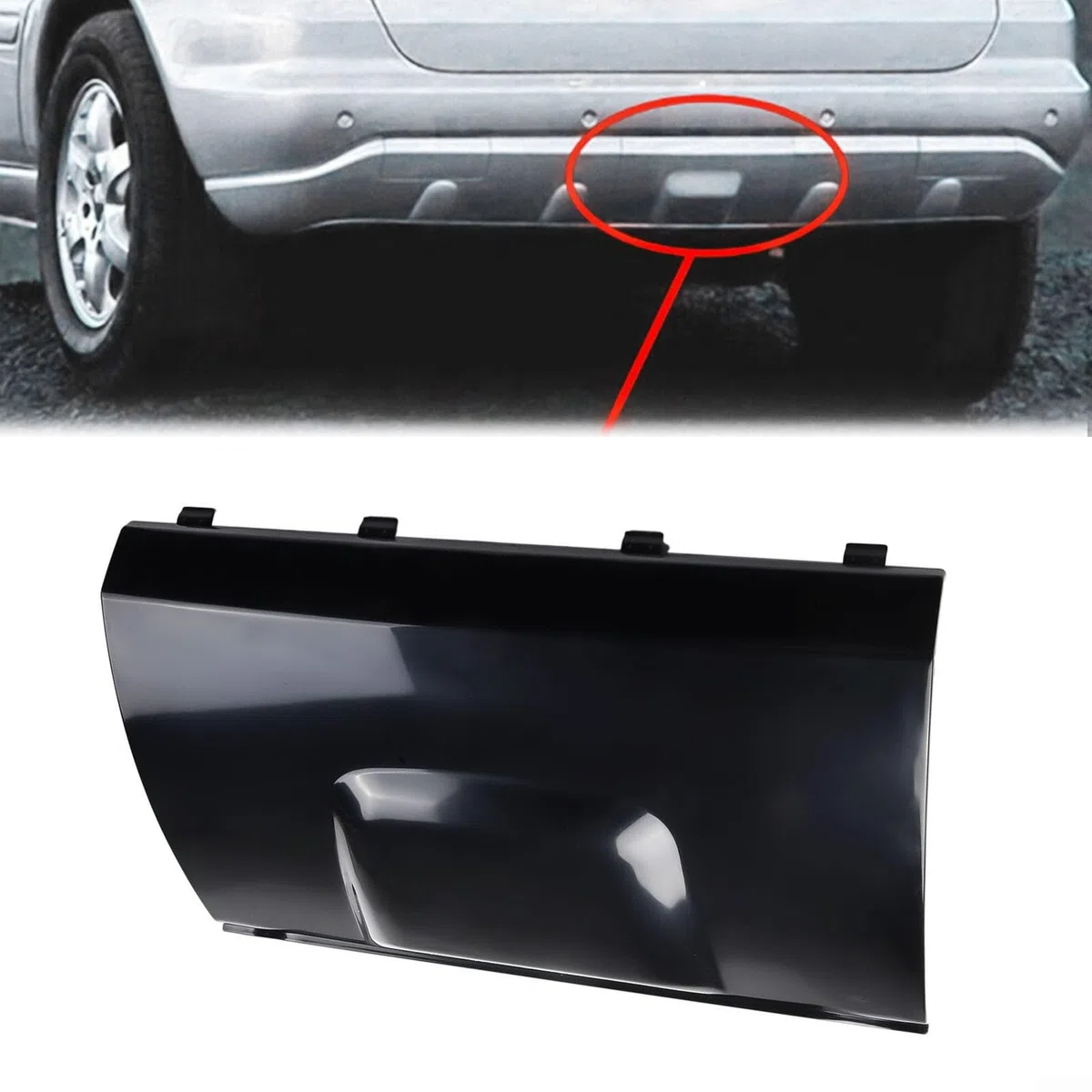 Cubierta de gancho exterior de repuesto compatible con plástico, color negro, Ml320 19982005, remolque de parachoques trasero directo A1638801105 1638801105 con Mclass W163