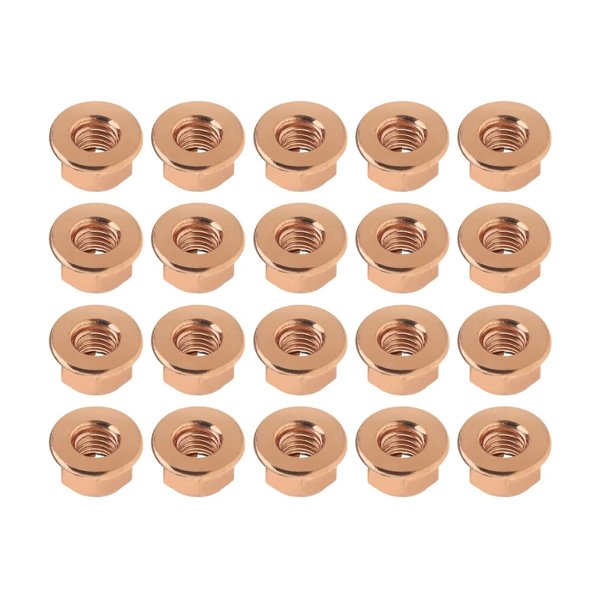 Create idea 20 unids M10 colector de escape tuercas hexagonales chapado en cobre Hex Self Lock Tuerca con brida 18301737774 piezas de repuesto de coche
