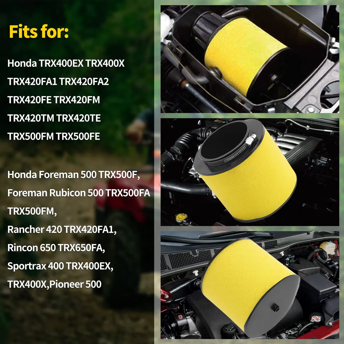 AHL Filtro de aire 17254-HN1-000 Compatible con Honda TRX650FA4 Rincon 650 2004/TRX650FA5 Rincon 650 2005/TRX650FA A Rincon 650 2003-2005/TRX650FGA A Rincon 650 GPScape 2004-2005