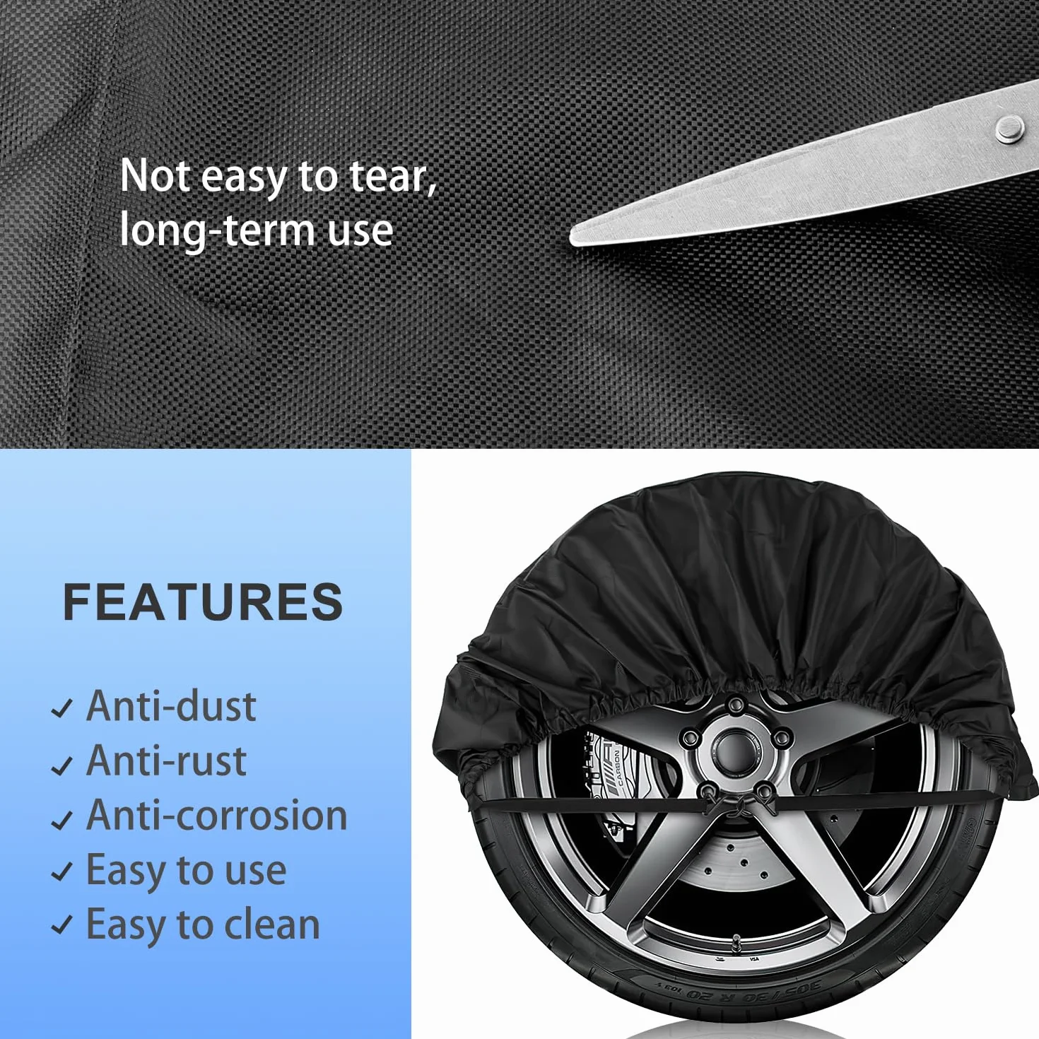 Funda de Rueda 4PCS Funda Protectora para Neumáticos Ruedas de Caravana con 2 Ojales para Caravanas Autocaravanas Caravanas Coches Antiguos de hasta (Negro-4PCS)